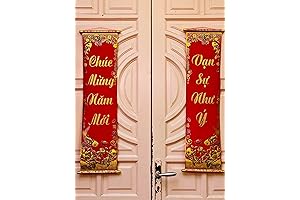 Vietnamese Lunar New Year Decoration Couplets- Red Hanging Couplets for New Year...