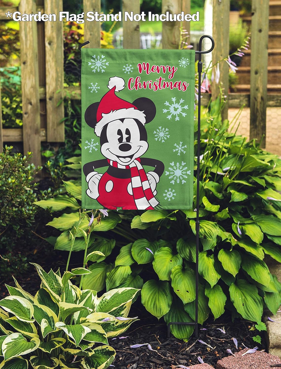 Flagology, Disney, Mickey Mouse, Merry Christmas Mickey – Garden Flag 12" x 18", Christmas, Outdoor/Indoor, Exclusive Premium Fabric, Winter, Officially Licensed Disney