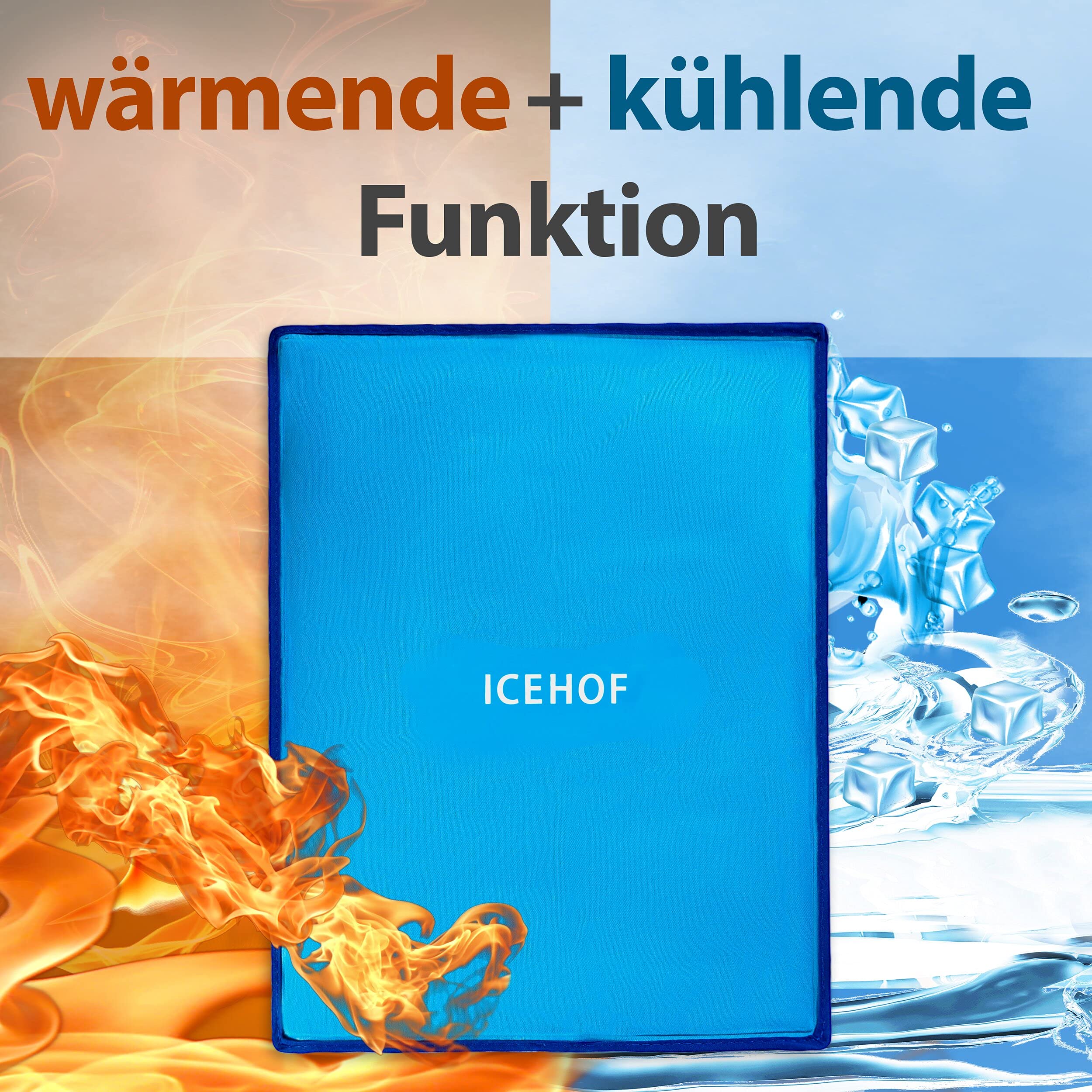 Icehof Coussinets rafraîchissants XXL en gel - Grand coussin de refroidissement - Pack de froid - Doux, moelleux - Pour glacière - 38 x 28 cm