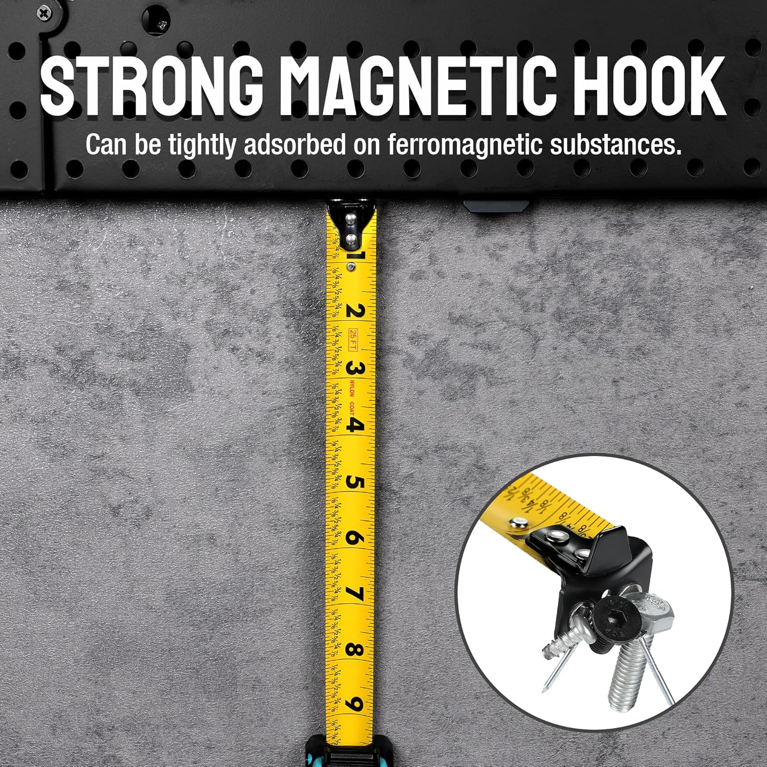 DURATECH Magnetic Tape Measure 25FT with Fractions 1/8, Retractable Measuring Tape, Easy to Read Both Side Measurement Tape, Magnetic Hook and Shock Absorbent Case for Construction, Carpenter