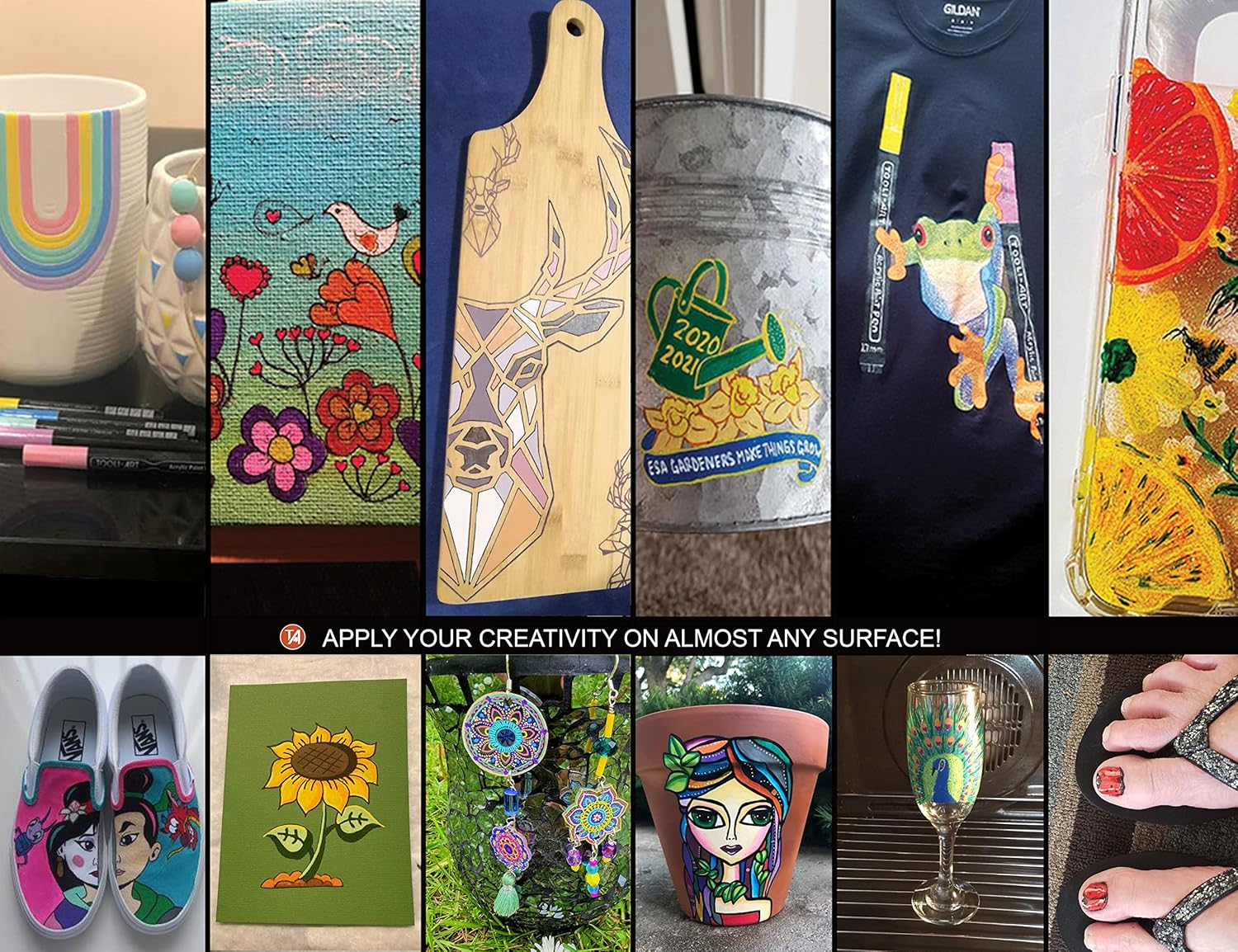 Acrylic Paint Markers Paint Pens Special Colors Set Extra Fine And Medium Tip Combo For Rock Painting, Canvas, Fabric, Glass, Mugs, Wood, Ceramics, Plastic, Multi-Surface. Non Toxic, (METALLIC) - Image 7