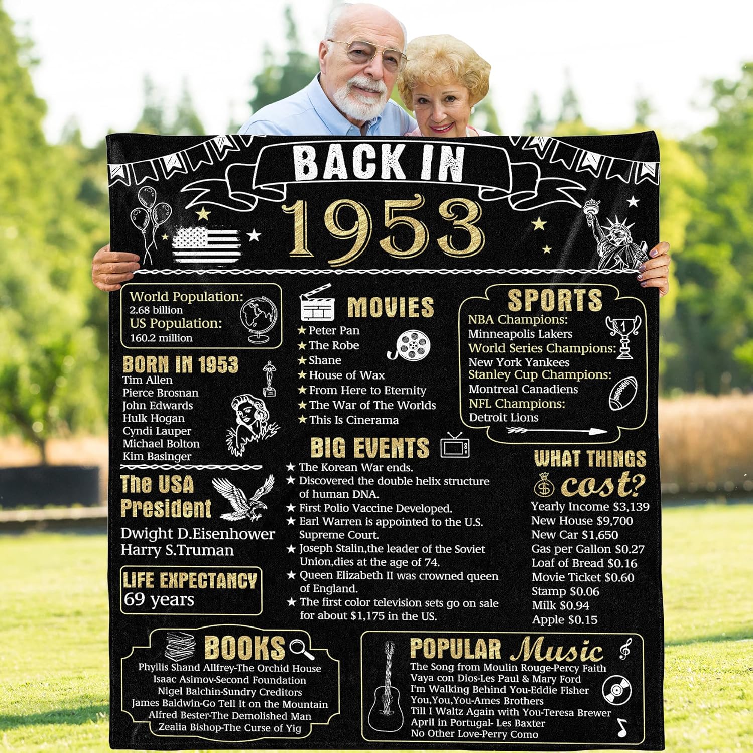 Manta de 70 cumpleaños de regalo para mujeres u hombres, regalo de aniversario de 70 años de 1953 para esposa, marido, mamá, papá, manta suave de