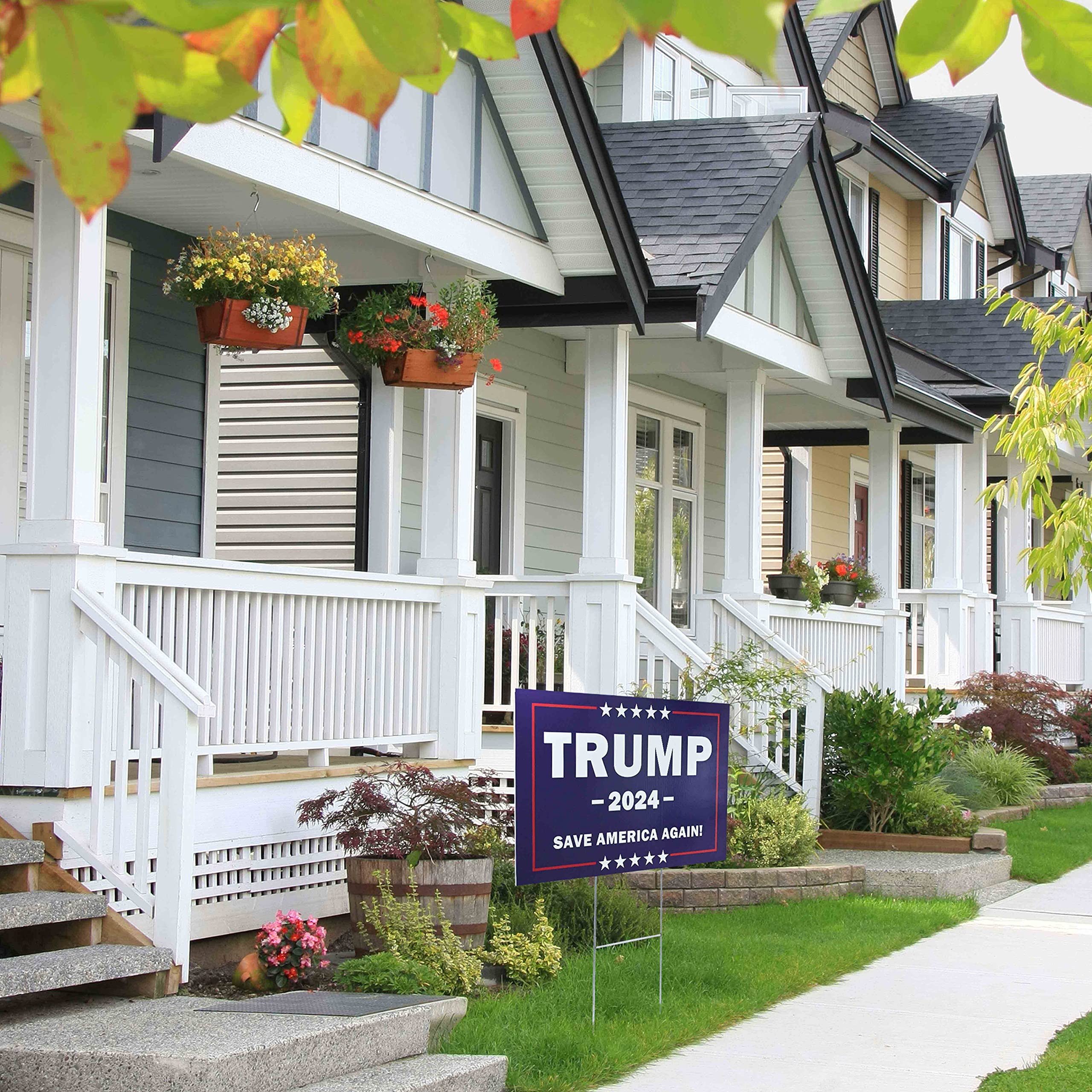 Trump Vance 2024 Hofschild – Doppelseitig, Wetterfest, Mit Metall-H-Pfahl, 30,5 X 45,7 Cm!