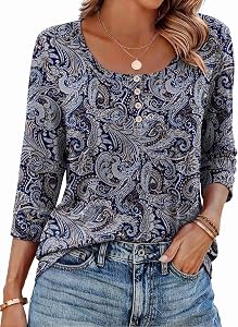 Ekouaer 3/4 Length Sleeve Women Tops Dressy Casual Blouses Fall Shirt 2026