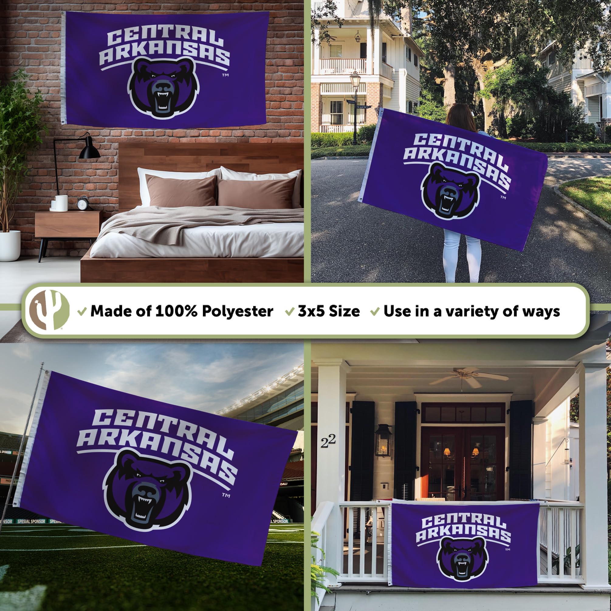 University Of Central Arkansas Gartenflagge UCA Bears Design B – Doppelseitige Polyester-Flagge Für Garten & Haus