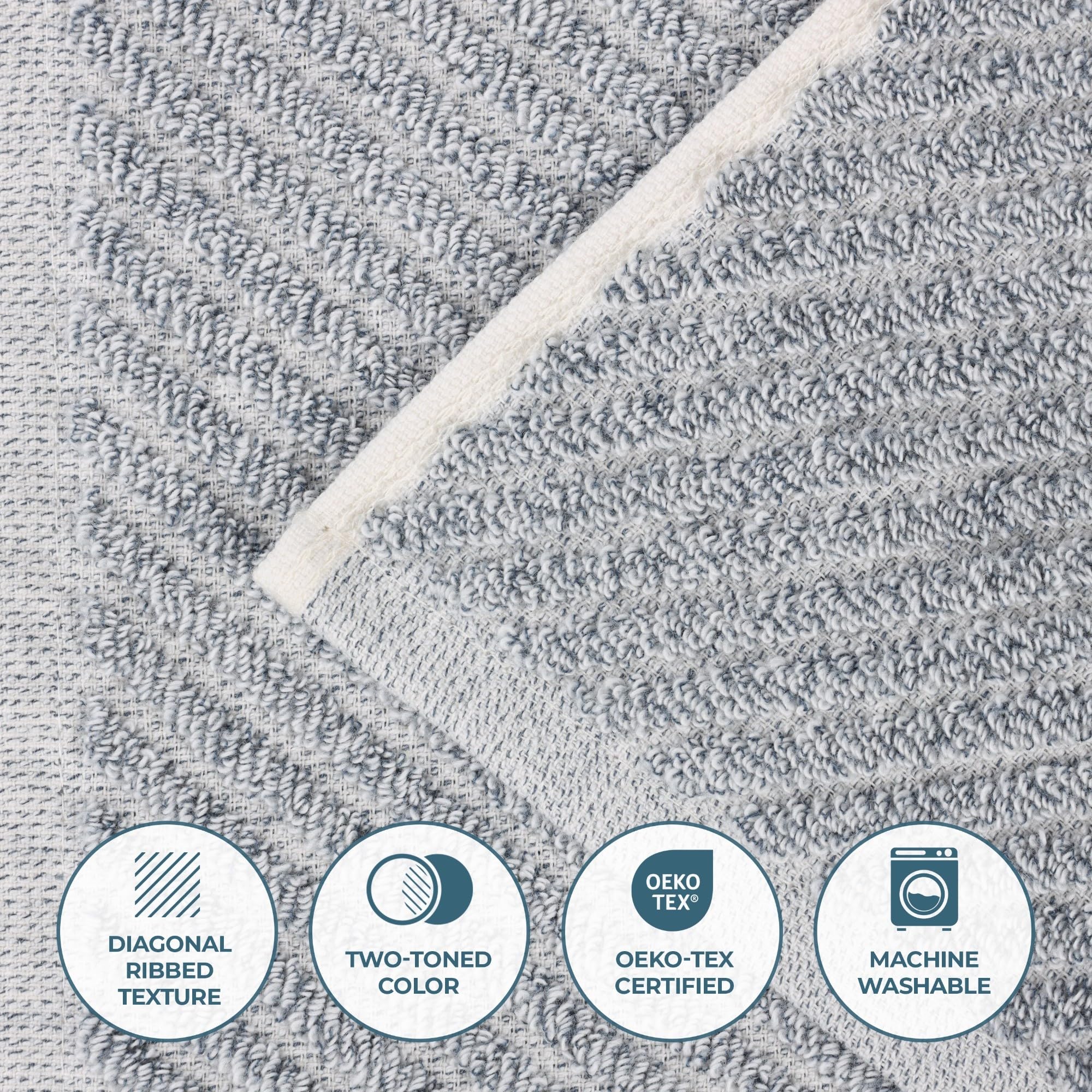 Superior Amelia - Toallas pequeñas de mezcla de algodón y viscosa de peso medio, para cocina, baño, spa, felpa, secado rápido, esenciales ultrasuaves, diseño acanalado, toallas faciales, juego de 12,