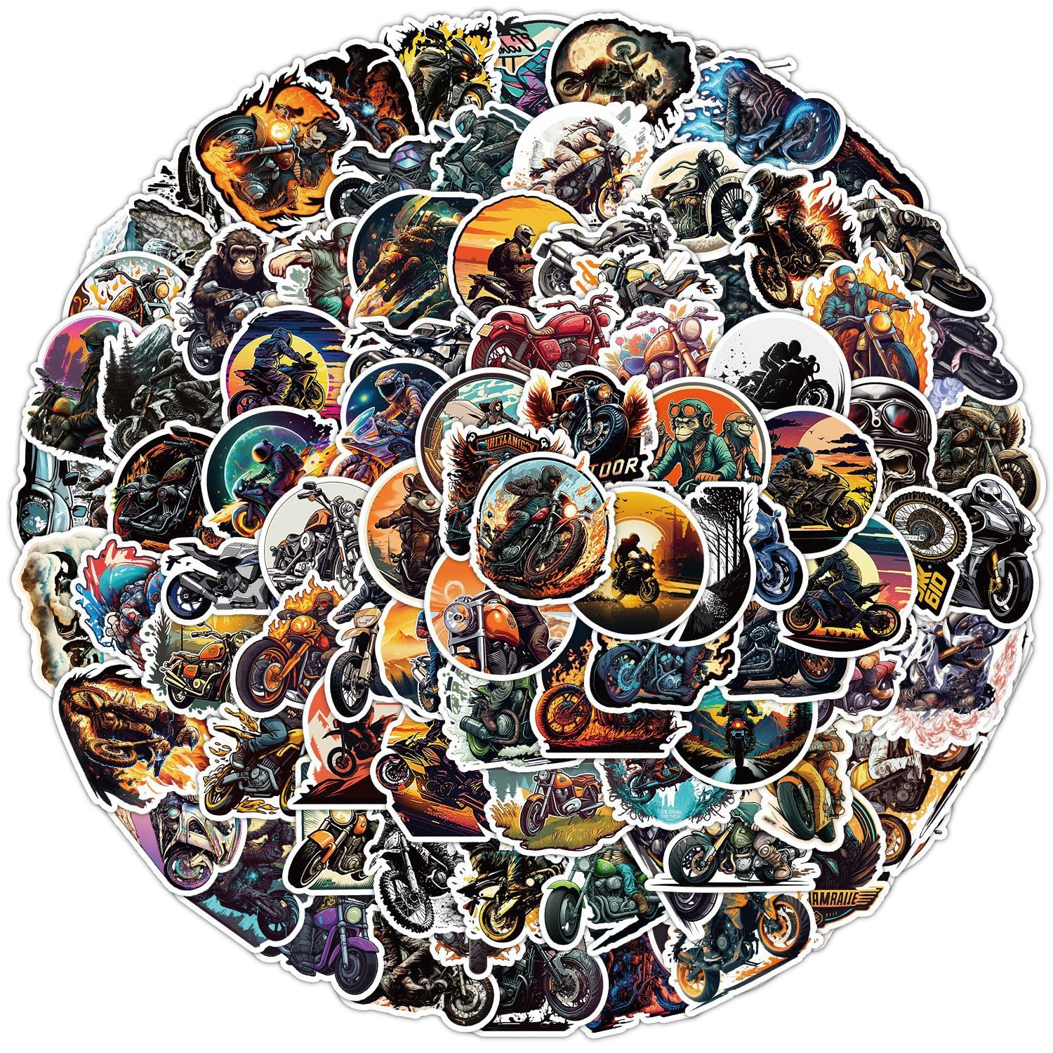 100 Pcs Motorcycle Stickers for Water Bottle,Phone,Guitar,Laptop,Skateboard,Luggage,Nordic Cute Style Stickers Waterproof Vinyl,Graffiti Decorate for Teens Girls Boys Child Motivate Gift - Image 2