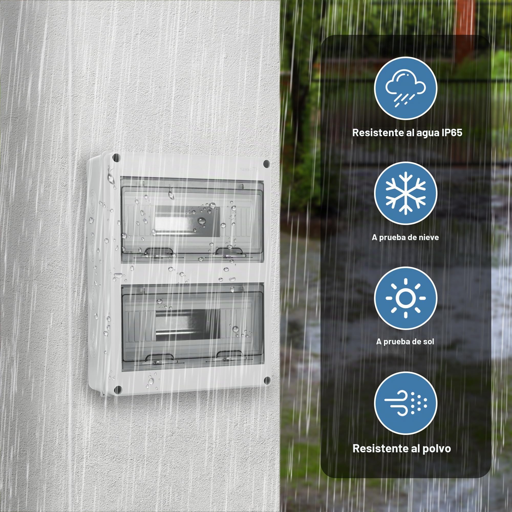 JIZZU Caja de Distribución de Montaje Superficial, IP65 2 Filas Cubre Cuadro Electrico con 24 Módulos, Caja Estanca Exterior Electrica para Jardines Exteriores, Granjas, Centro Comercial