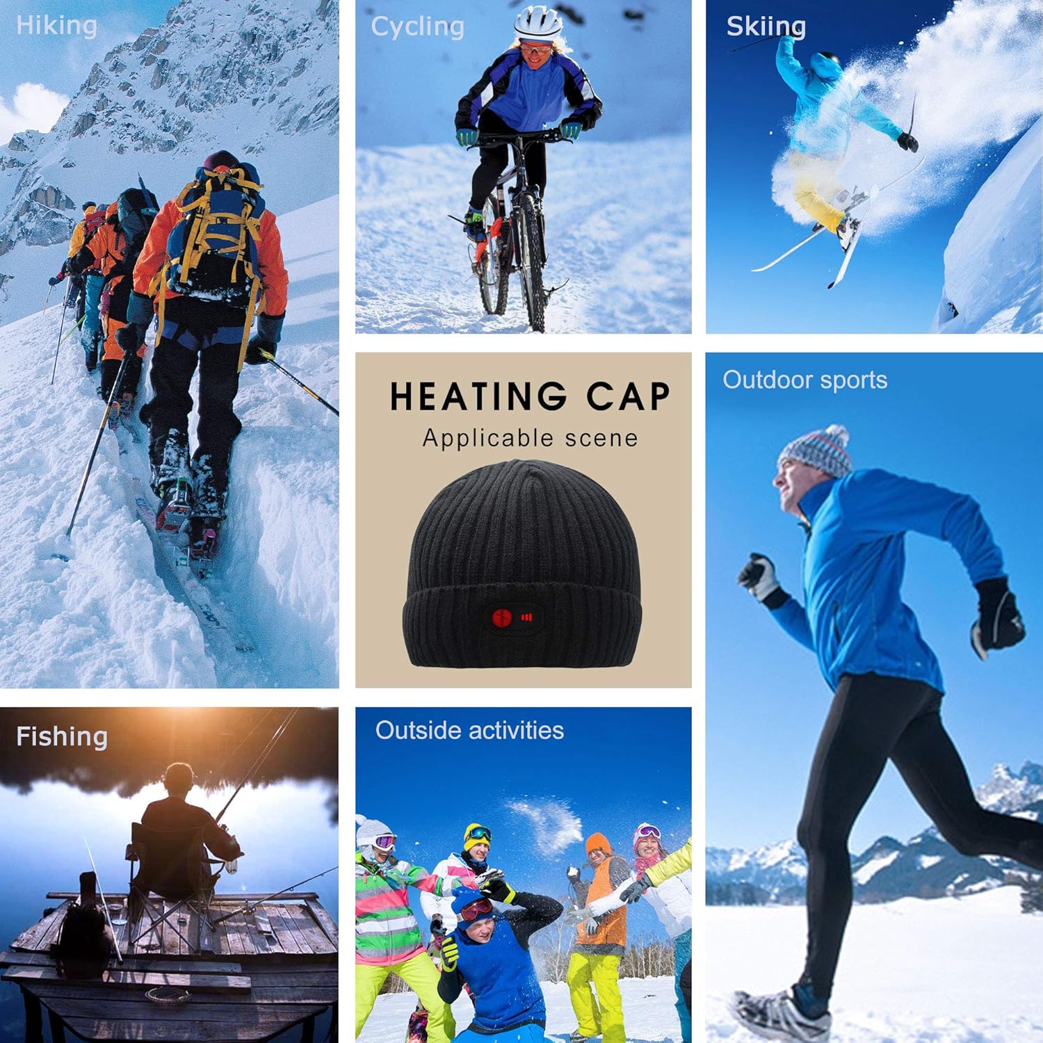SVPRO Heated Beanie Hat Men Women Rechargeable Battery Heated Electric Knit Cap
