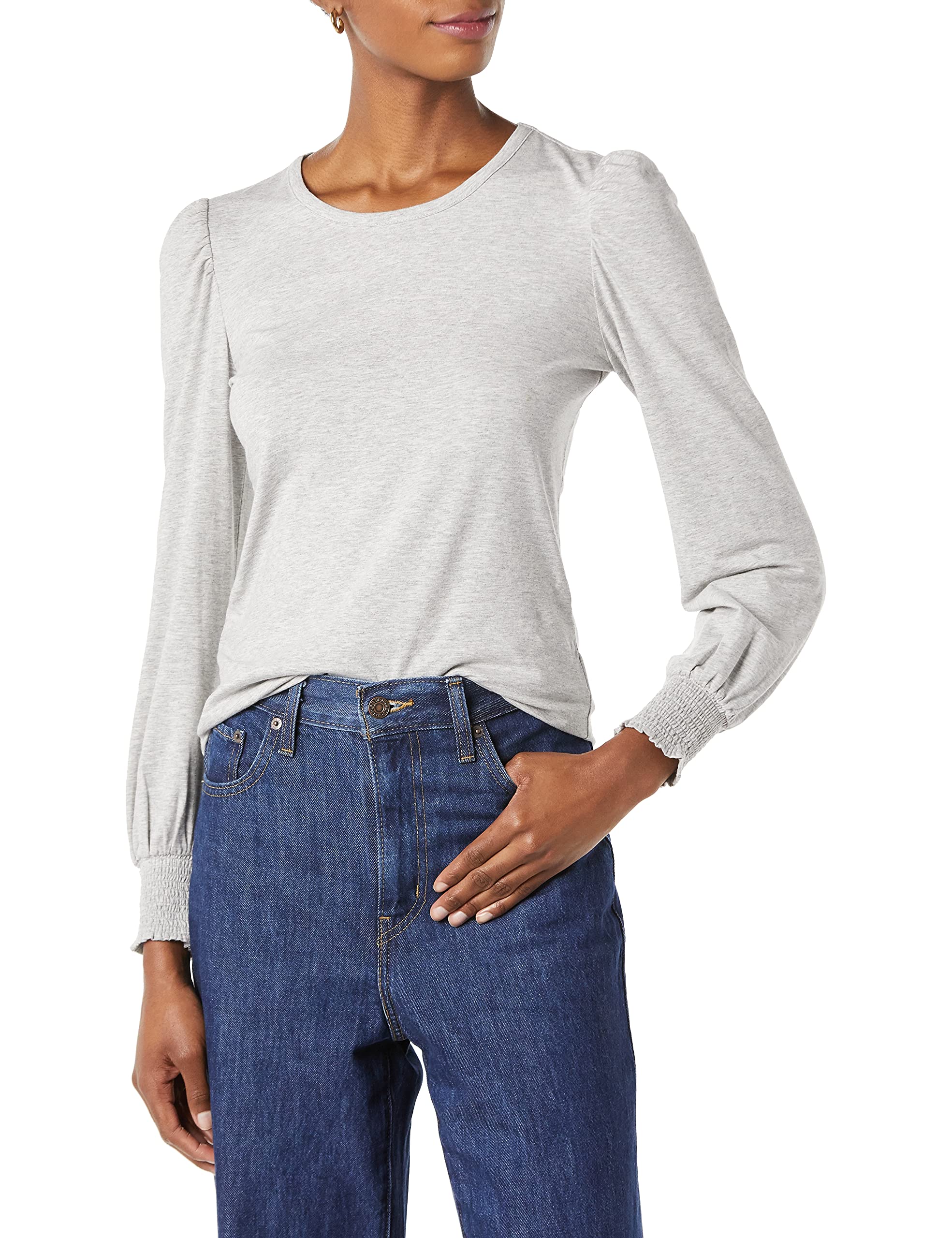 Amazon EssentialsWomen's Long-Sleeve Crewneck Smocked Cuff T-ShirtOEKO-TEX STANDARD 100