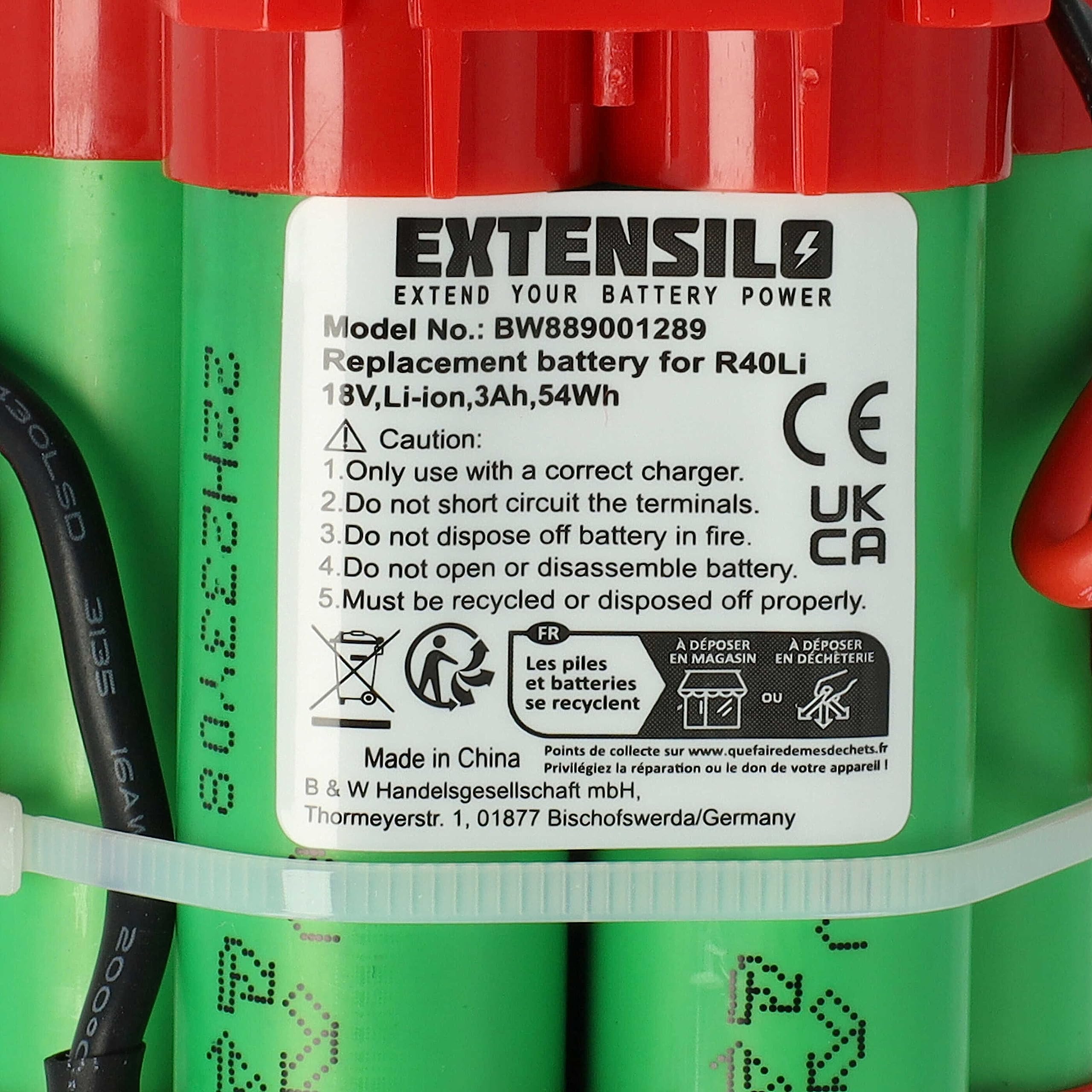 EXTENSILO Akku Ersatz für Husqvarna 574476801 , 586576201 für 