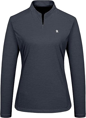 Little Donkey Andy Camisetas UPF50+ para mujer, con cremallera de 14, manga larga, sin botones, de secado rápido, ligeras, para golf, senderismo,