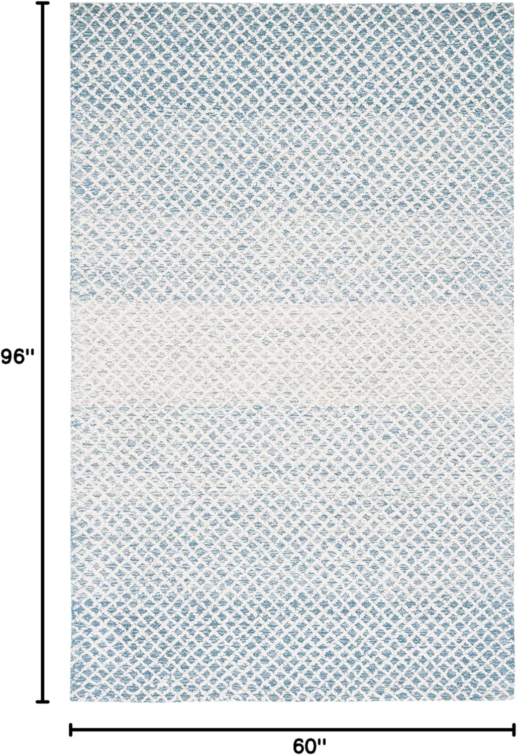 Ivory and Blue Hand-Tufted Wool Area Rug, 5' x 8'