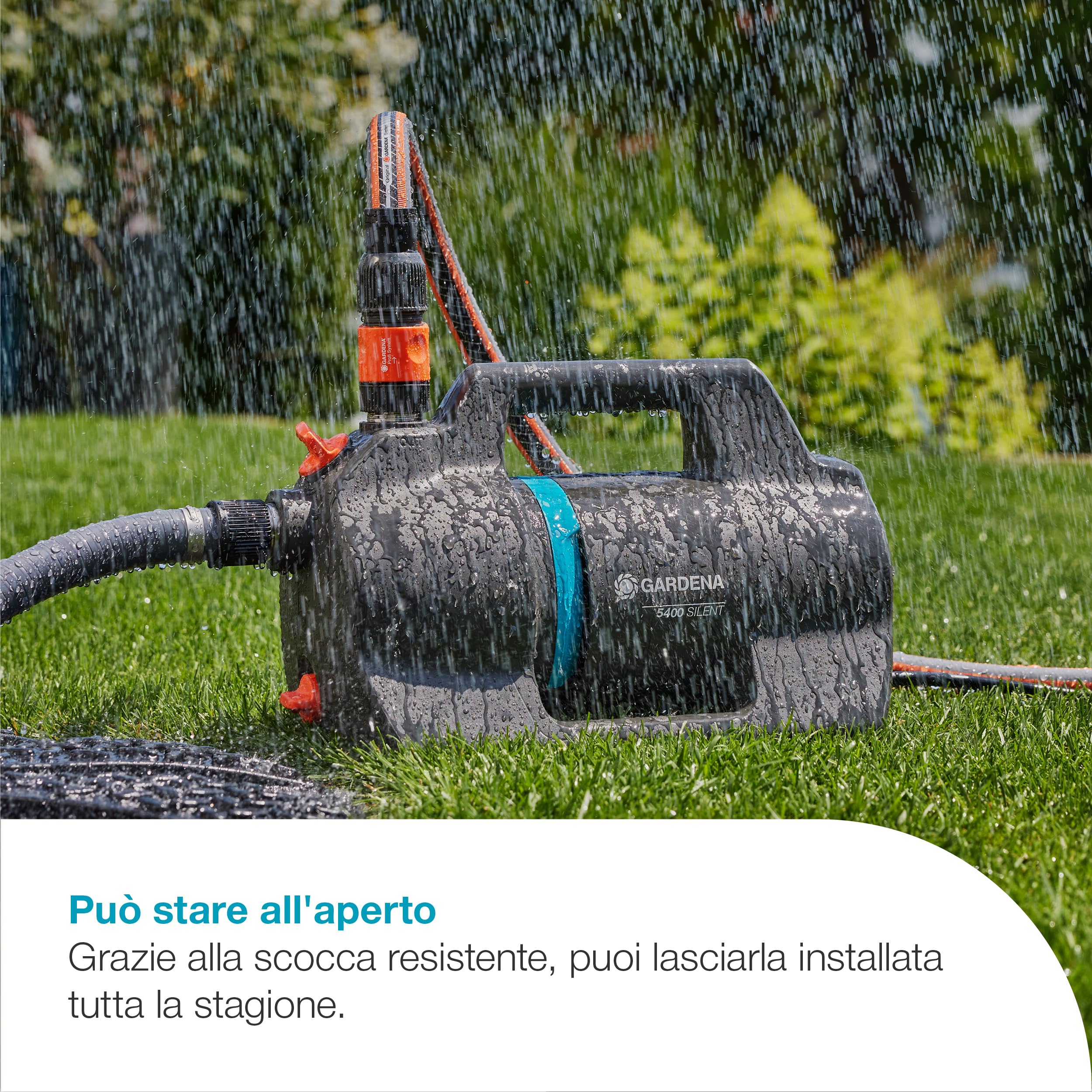 Gardena Pompa da Giardino 5400 Silent Pompe: 26% di portata in più a parità di consumo energetico rispetto al modello precedente*, Funzionamento silenzioso (9086-20 9086-61)