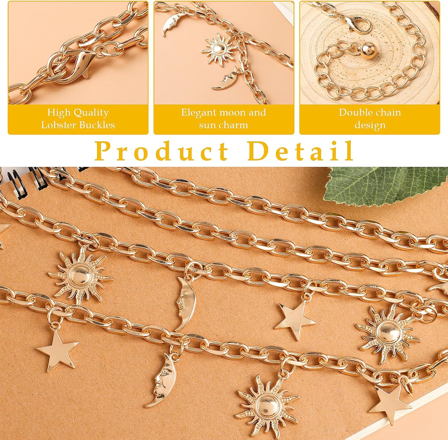 Double Layer Metal Chain Belt, Moon Star Waist Chain Togo Ubuy