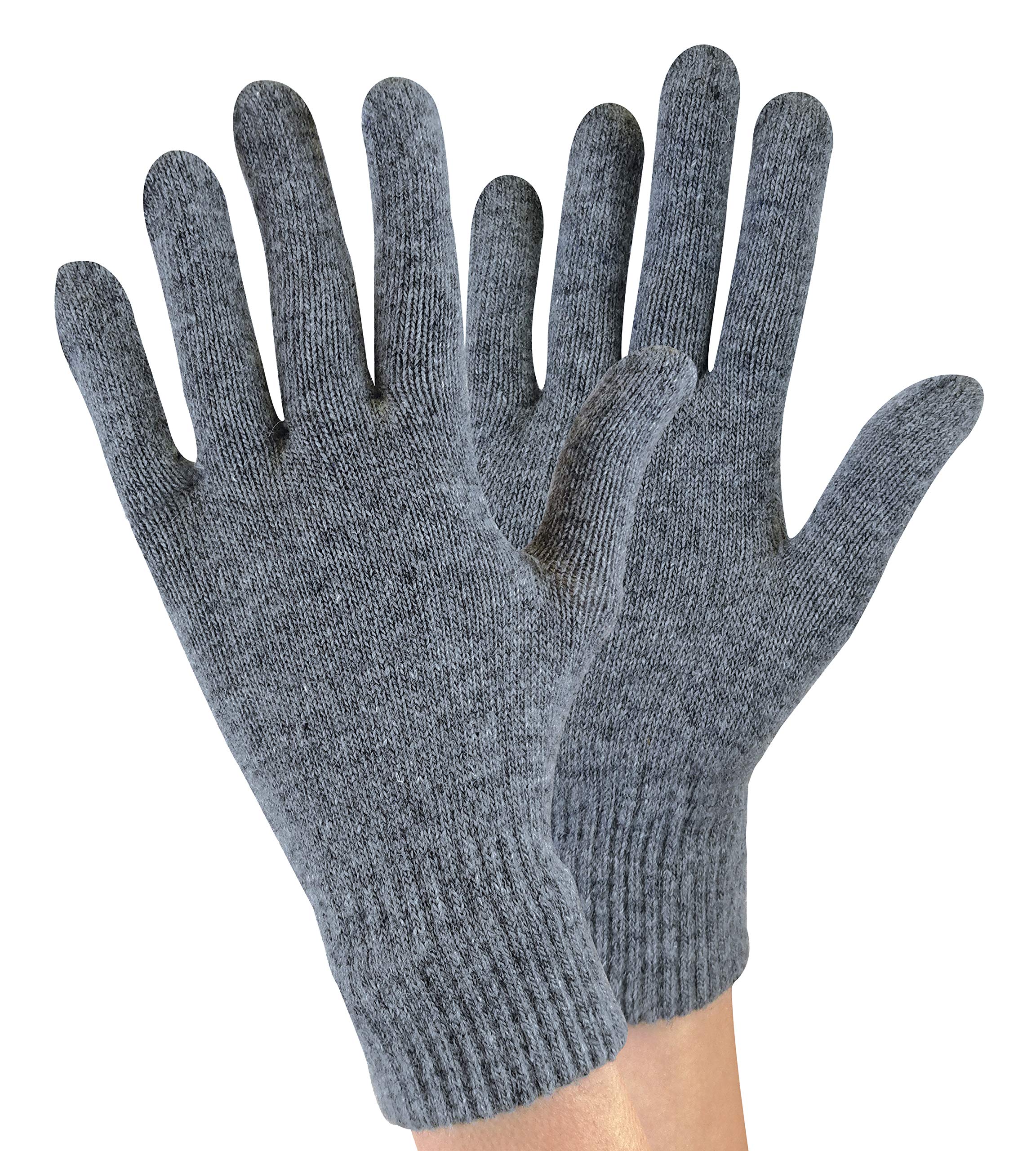 Sock Snob (One Size, Grey) - Ladies Knitted Magic Thermal Wool Gloves For Cold Weather