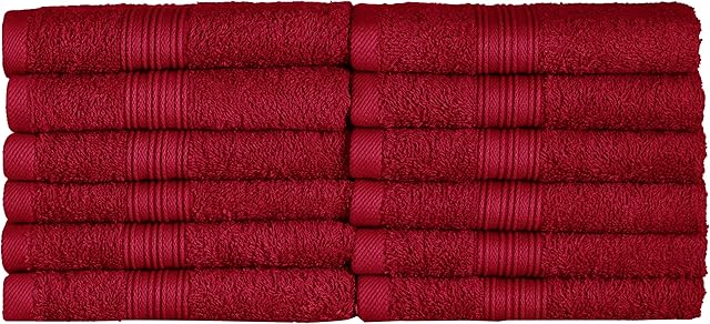 NatureMark Ręczniki dla 12 gości, 100% bawełna, bordowa czerwień, opakowanie 12-30 x 50 cm