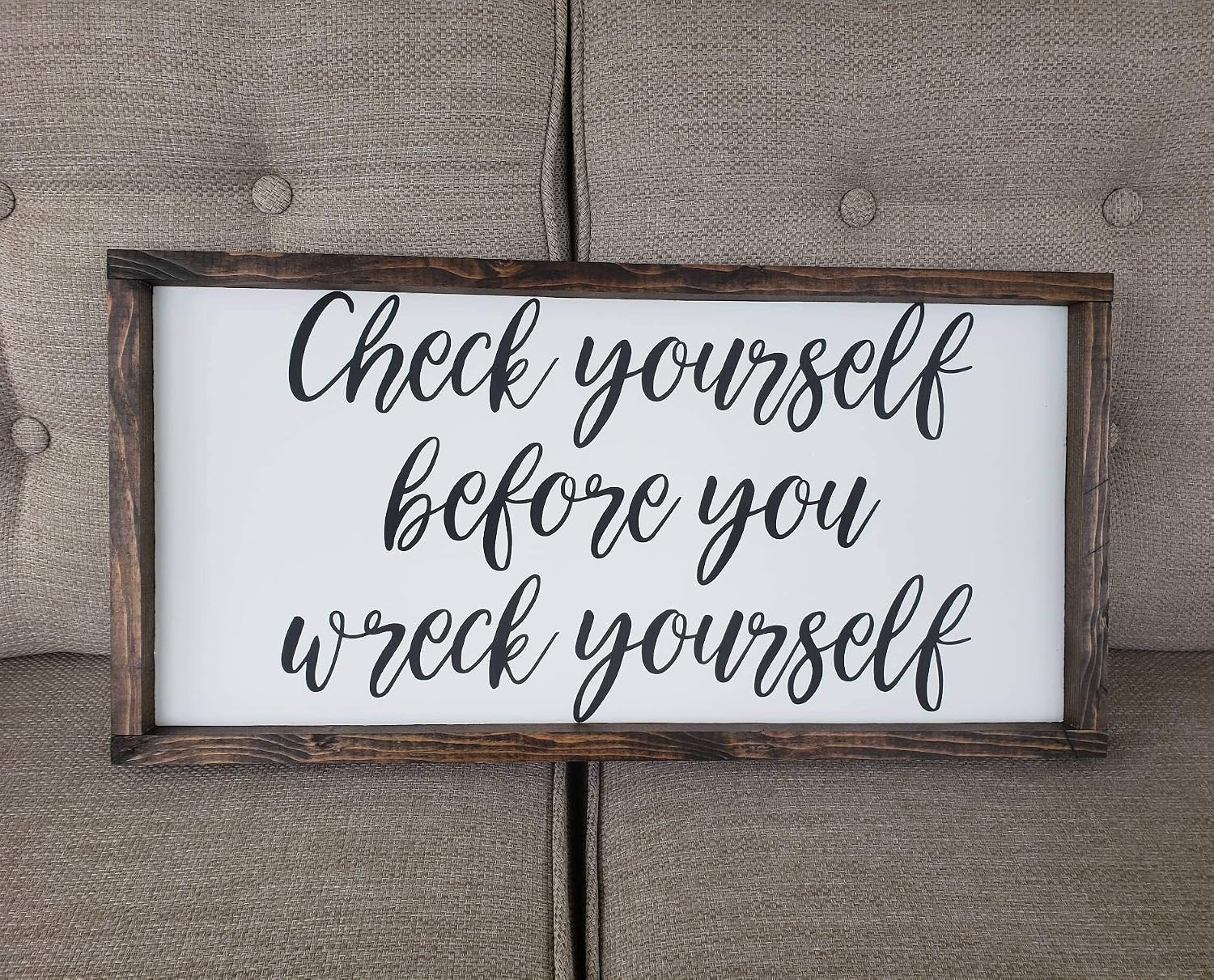 Check Yourself Before You Wreck Yourself Quotes on Wood Painted Signs Farmhouse Wood Signs Farmhouse Decor Rap Quotes Funny Signs
