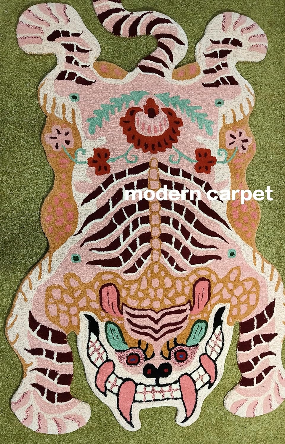 Tibetan Tiger Kid Rugs 100% Woolen 3x5 Handmade Tufted for Kid Room Bedroom Kitchen Living Room Doormat by Modern Carpet (2x3 ft)