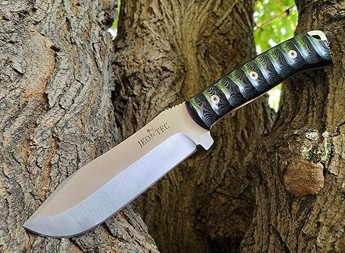 Miniatura 4 de JEO-TEC N45 Cuchillo de hoja fija para supervivencia, campamento, caza, pesca, cuchillo de espiga completa de 11 pulgadas en general, funda +