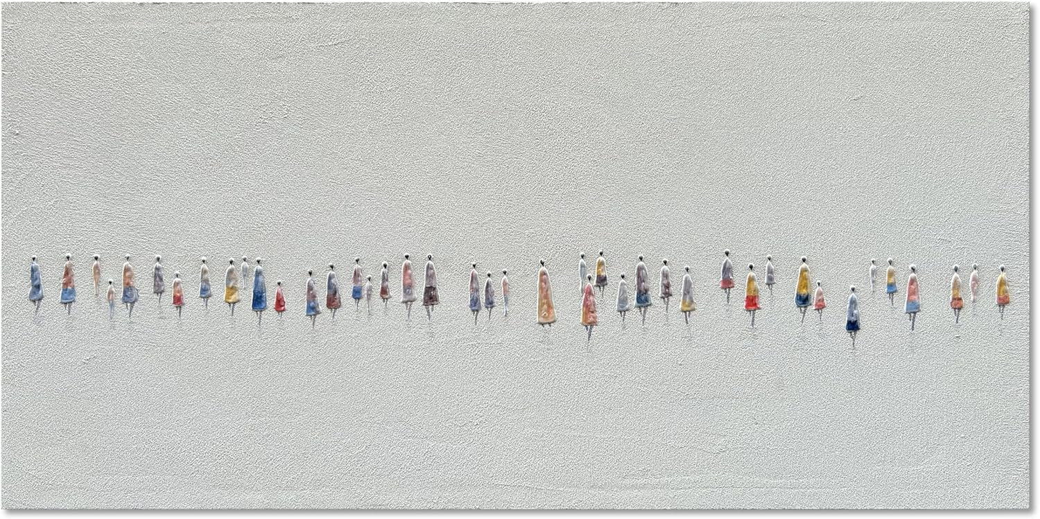 Hand-Painted White Abstract Oil Painting Modern Minimalism Art Living Room Bedroom Corridor Office Wall Decoration Painting 24x48 inches Eft167