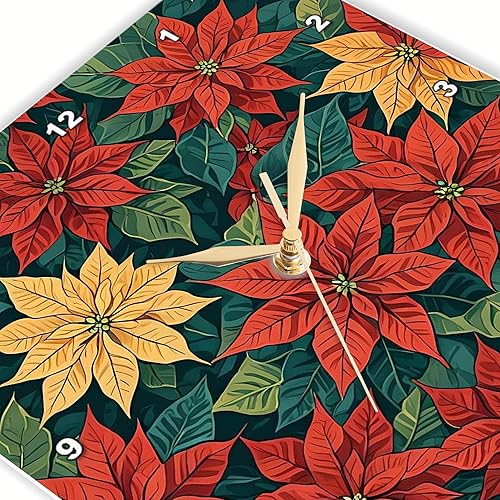 Miniatura 3 de 3dRose, Poinsettia Retro Estilo Abstracto Arte Complementario Colores 4, 10x10 Reloj de pared