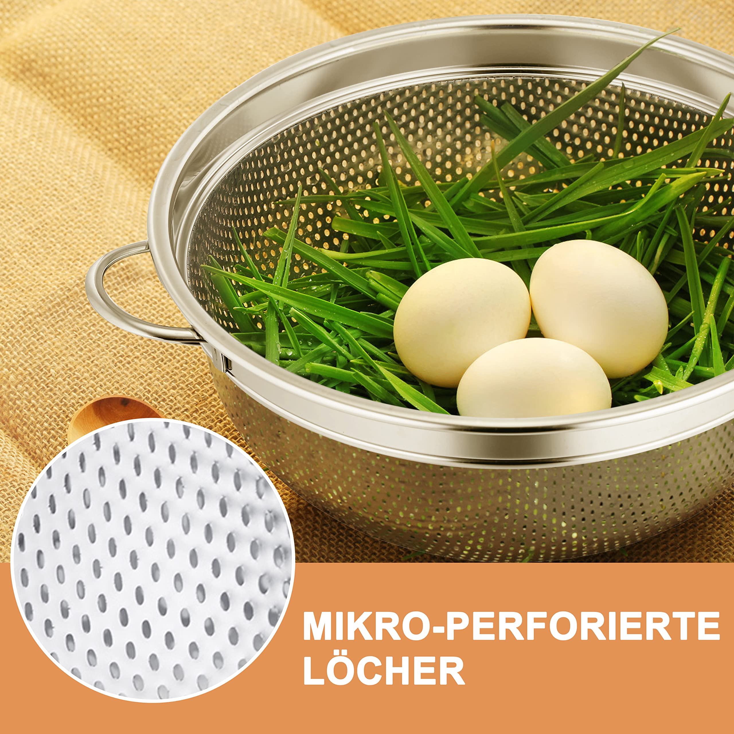 Decopatent® Vergiet - 28 cm - Rvs Metalen Zeef - 2 Handvaten - Groente