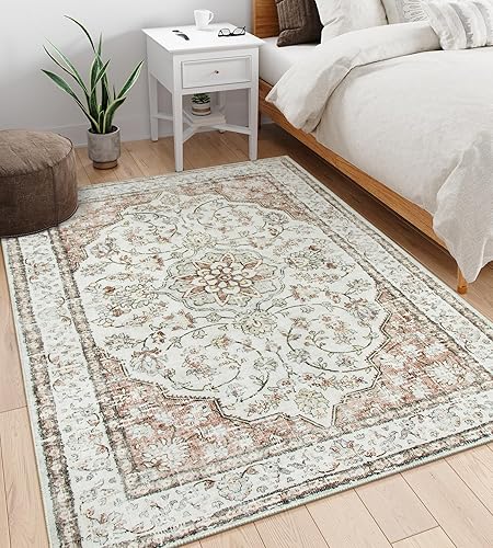 Miniatura 37 de Lahome Alfombras orientales lavables de 3 x 5 pies, antideslizantes, ultrafinas, suaves, de estilo bohemio para dormitorio, alfombra tradicional