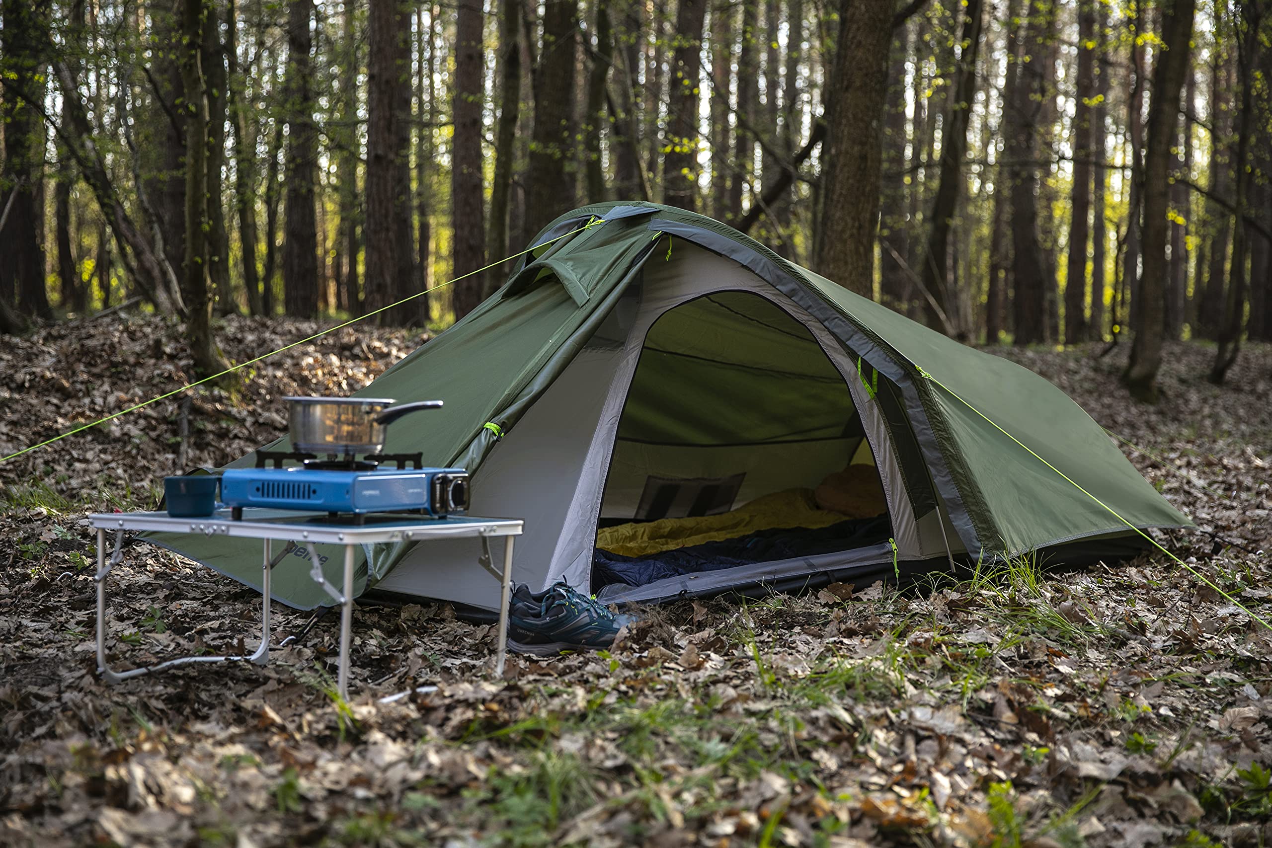 peme Leśny namiot kopułowy, namiot kempingowy dla 2 osób, wodoodporny 4000 mm, lekki namiot rodzinny, na trekking, kemping, wędrówki i festiwale na świeżym powietrzu, z 2 wejściami