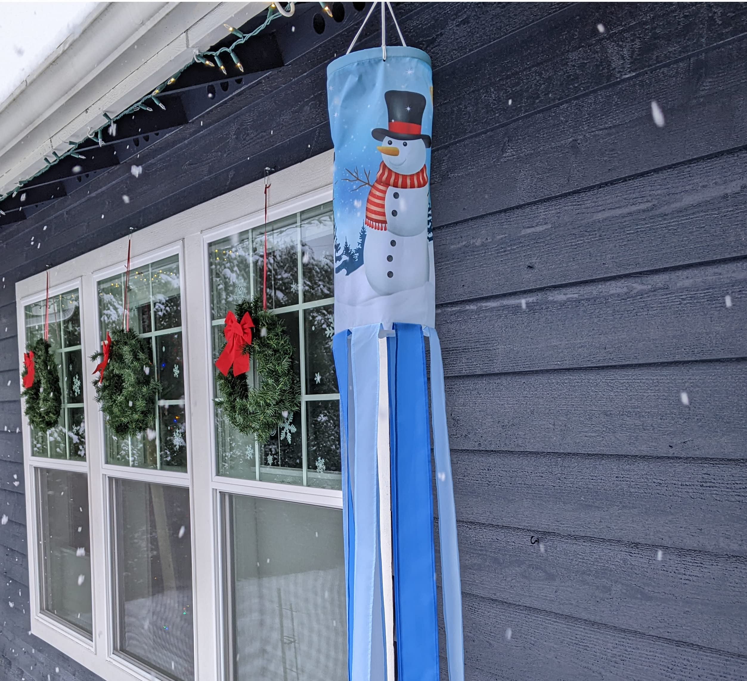 Madrona Brands Twin Snowman Winter Windsock | Durable Outdoor Hanging Decoration | Yard, Deck, Patio, Home and More | 60-Inch
