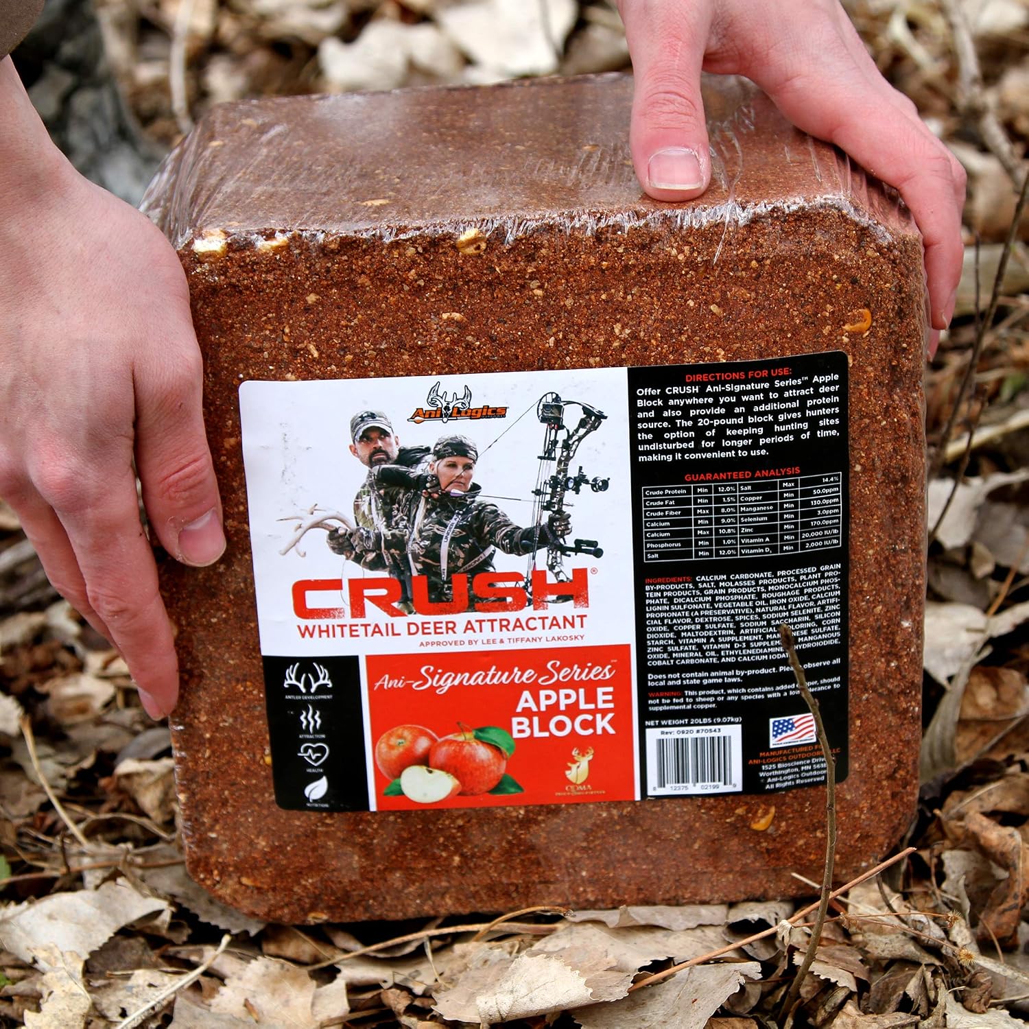 Ani-Logics Outdoors Crush Apple Block Attractant - Long-Lasting Deer Feed & Attractant for Herd Health, Antler Growth, and Consistent Site Visits - 20 lb