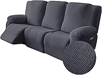 Vista 13 de Genina Funda para Silla Reclinable, Fundas Elásticas para Sillas Reclinables, Fundas para Sofá Reclinable de Rayas de Jacquard, Fundas Protectoras
