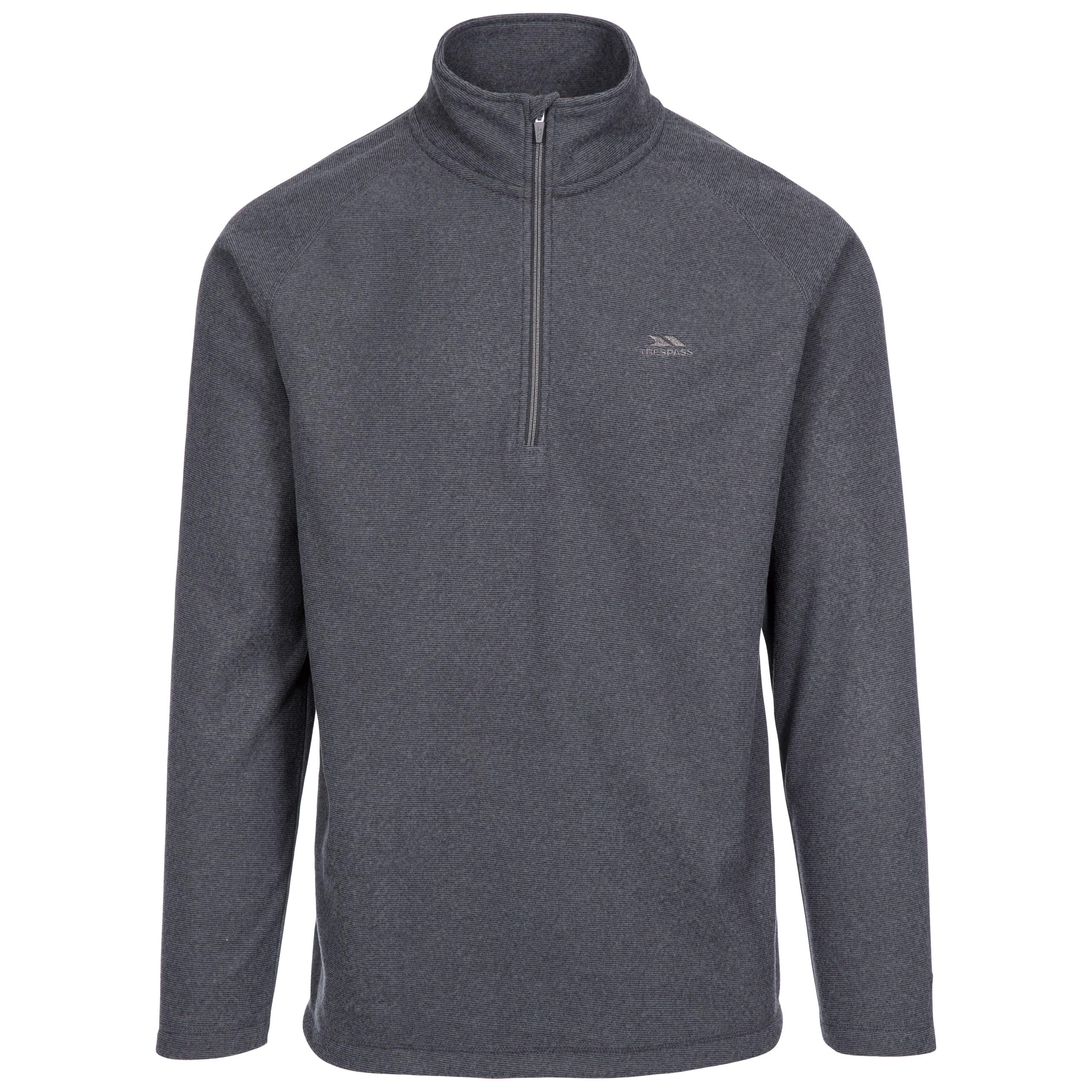 Trespass Mens Fleece Pullover Keynote - Contrast Trims, 1/2 Neck Zip, Brushed Back, Knitted, 100% Polyester Charcoal