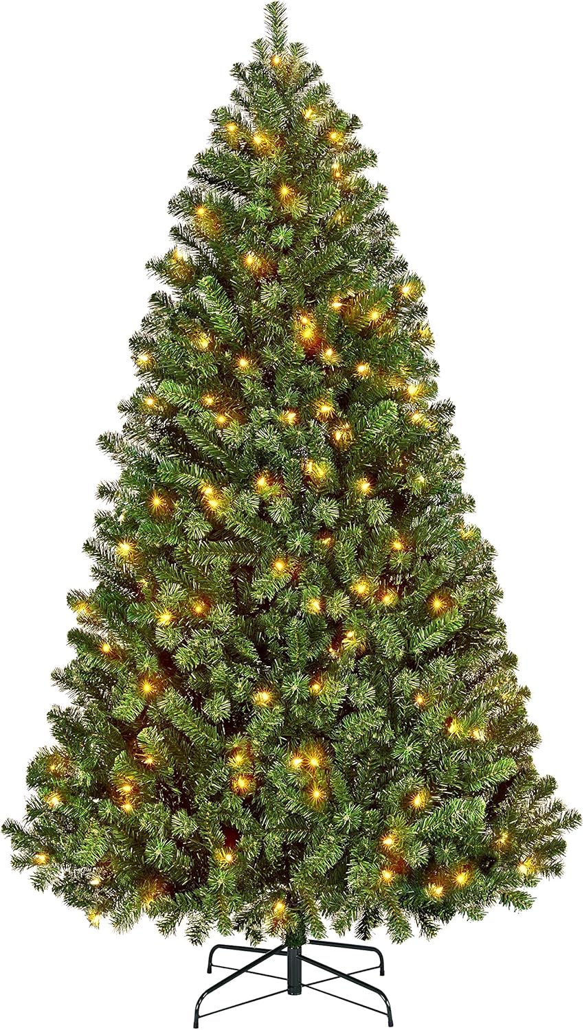 Yaheetech 6Ft Pre-lit Spruce Artificial Hinged Christmas Pine Tree Prelighted Holiday Xmas Tree for Home Party Decoration with 300 Warm White Lights and 818 Branch Tips, Green Yaheetech 6Ft Pre-lit Spruce Artificial Hinged Christmas Pine Tree Prelighted Holiday Xmas Tree for Home Party Decoration with 300 Warm White Lights and 818 Branch Tips, Green