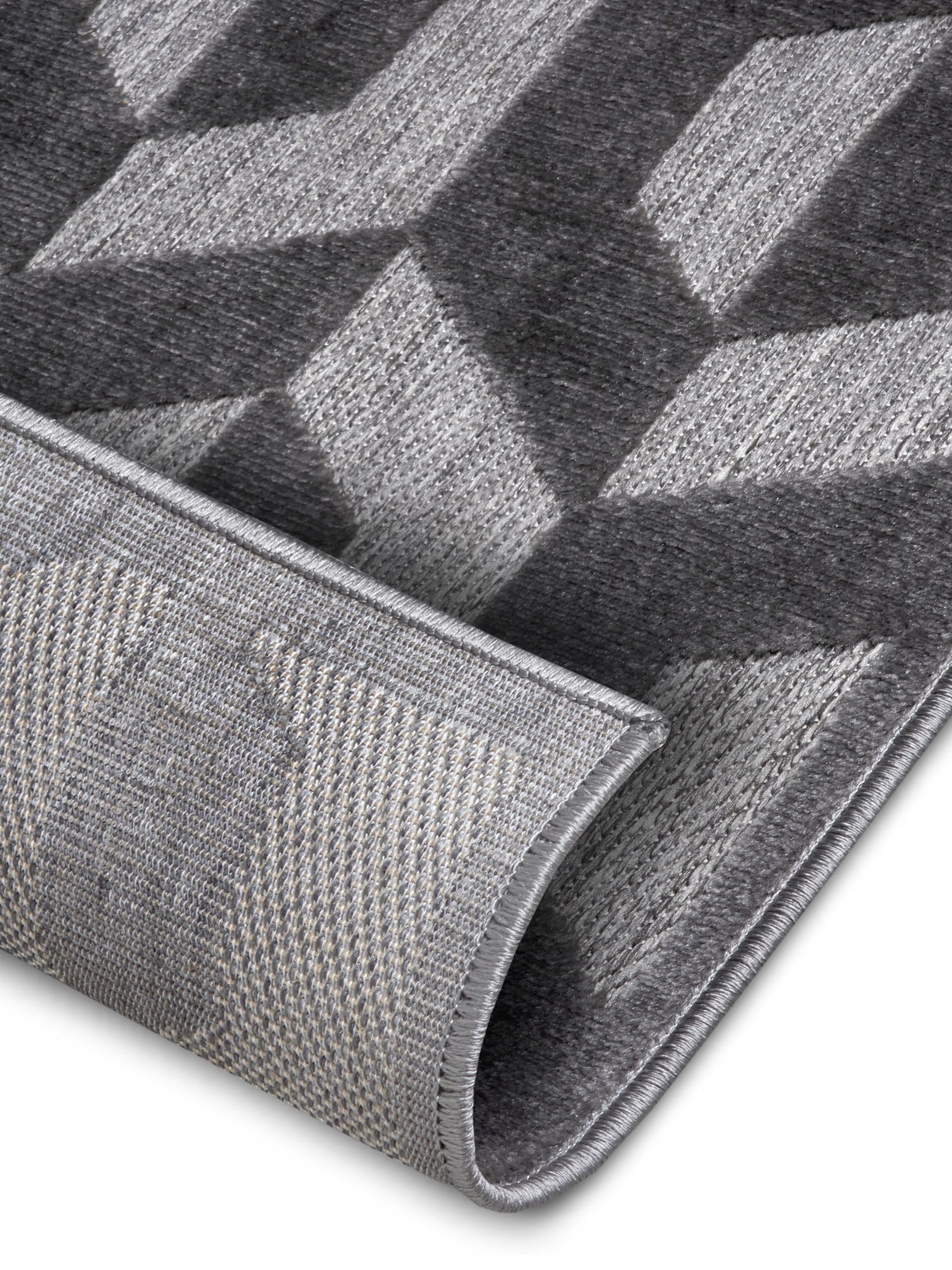 Hanse Home Hexa Design Tapis de Salon - Tissage Plat Moderne - Motif géométrique à Losanges - Style scandinave - pour Salle à Manger, Chambre d'enfant, Couloir - Gris Noir, 133 x 190 cm
