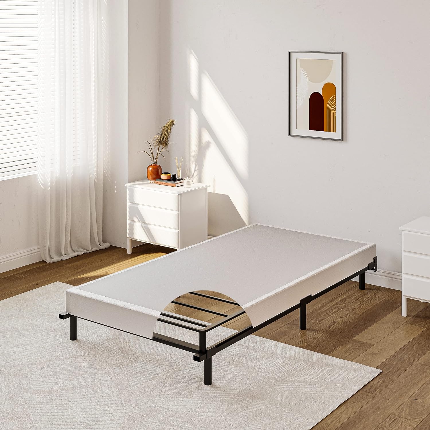 9 Inch High Profile Twin-XL Box Spring Strong Metal Frame Mattress Foundation, Quiet Noise-Free,Easy Assembly, 3000lbs Max Weight Capacity