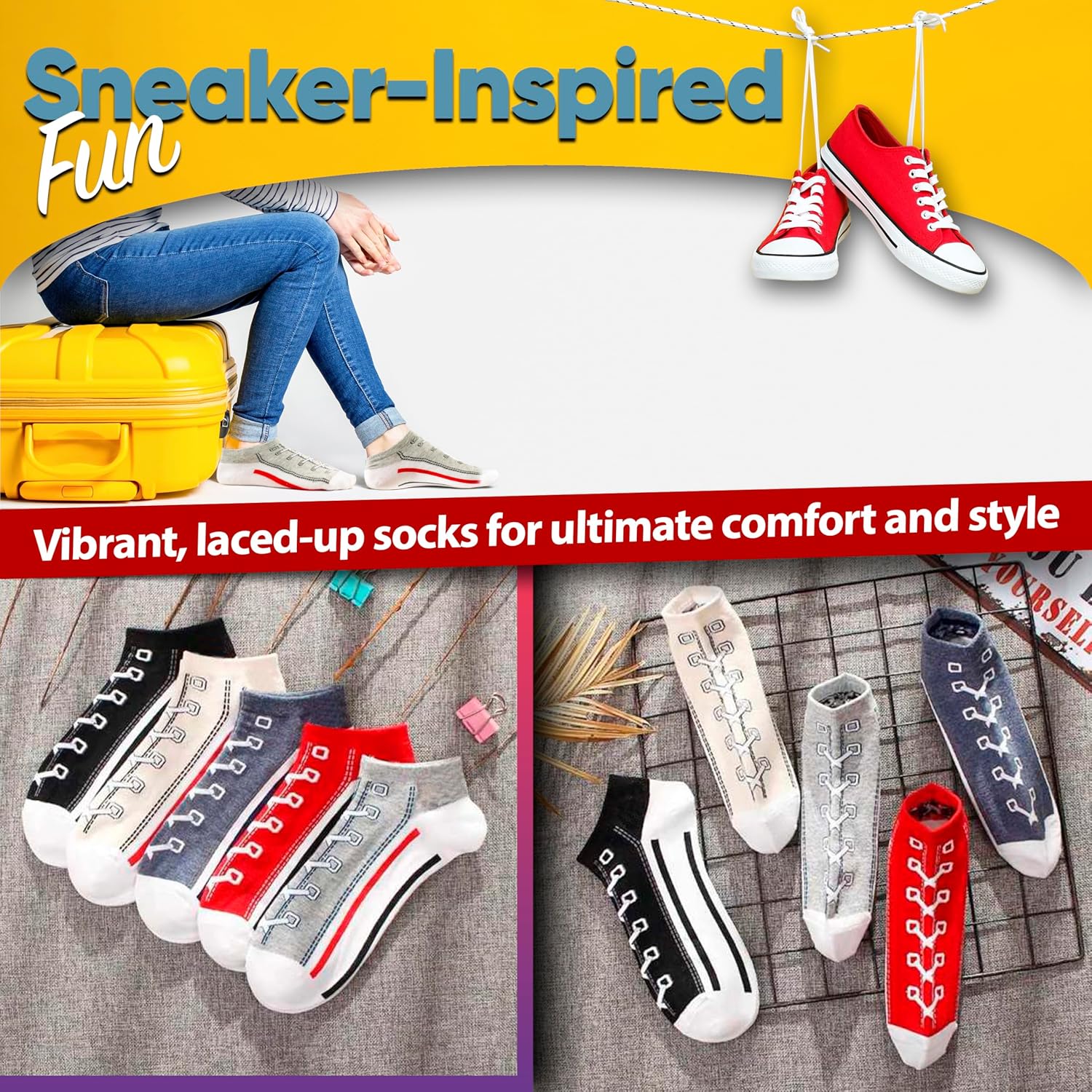 Lace Design Low Cut No Show Socks 5 Pairs for Women & Men, Thin Cotton Breathable Sneaker Socks with Non Slip Heel Grip, Short Casual Everyday Socks US 5–8, Multi Color Pack