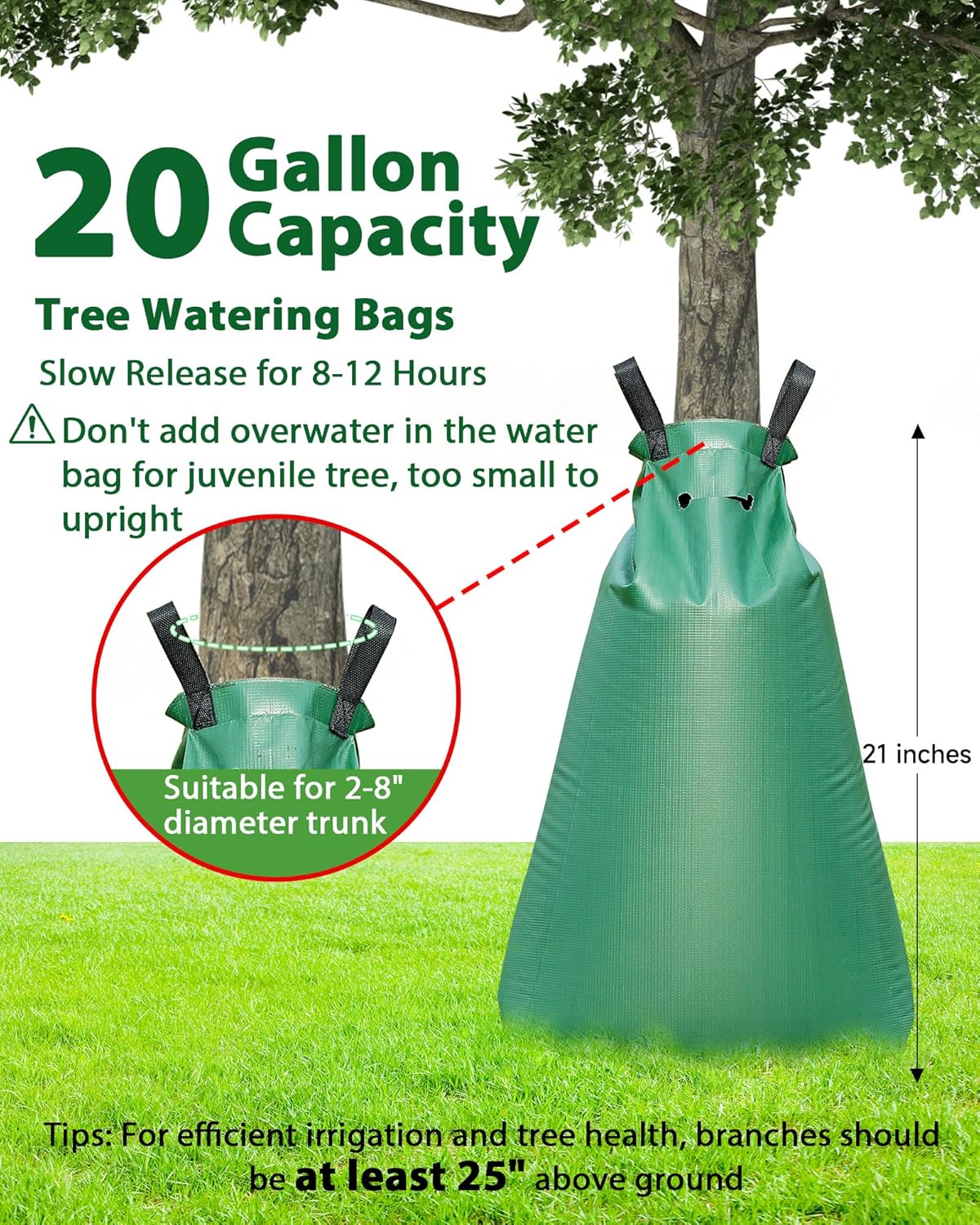20 Gallon Tree Watering Bag, Tree Watering Bags Slow Release, Portable Tree Bags for Watering, Great for Newly Plants/Garden/Shrubs (5 Packs)