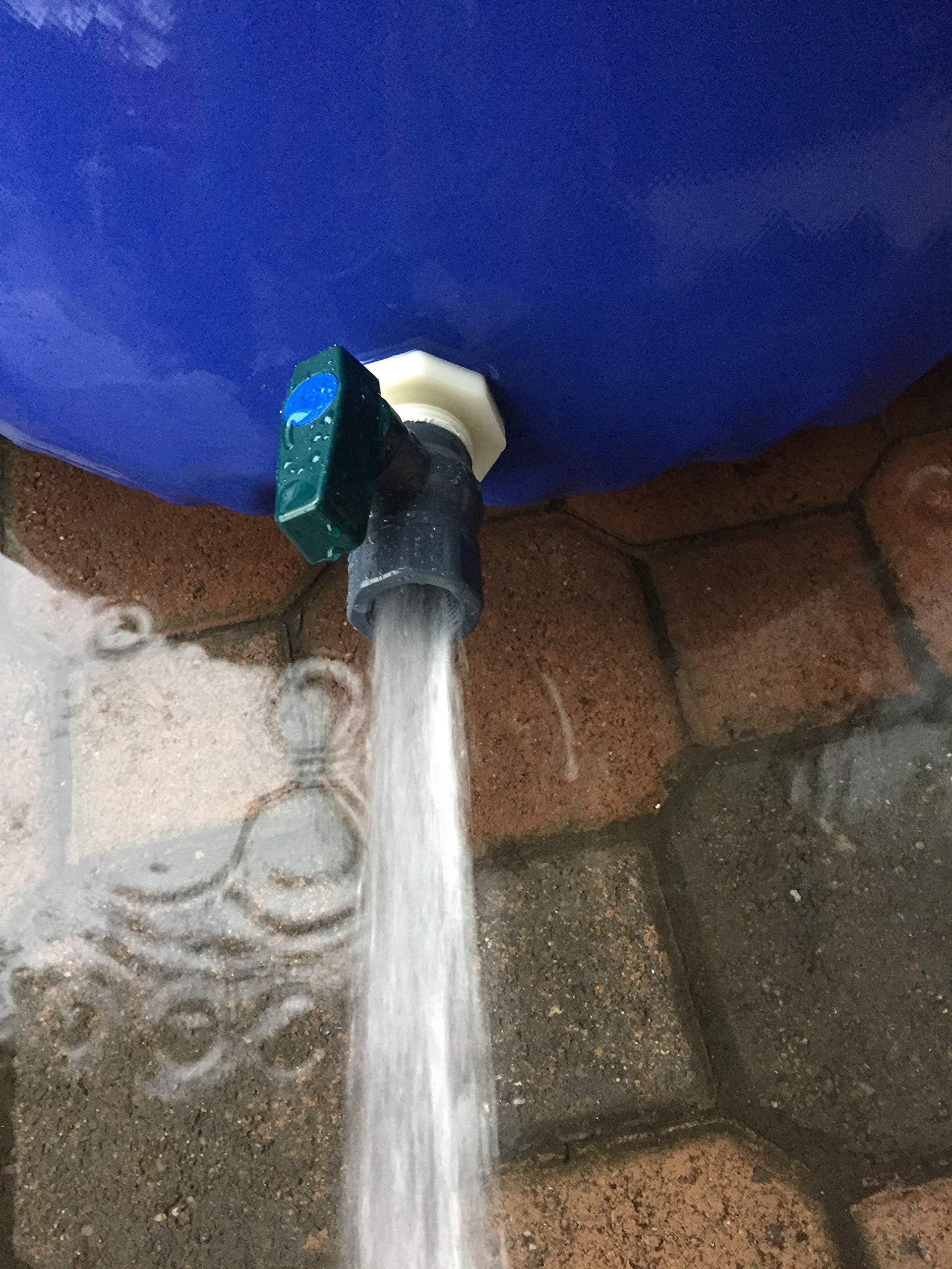 Válvula para barril de lluvia de jardín, válvula de bola de PVC de 1,9 cm, para manguera con racor pasamuros