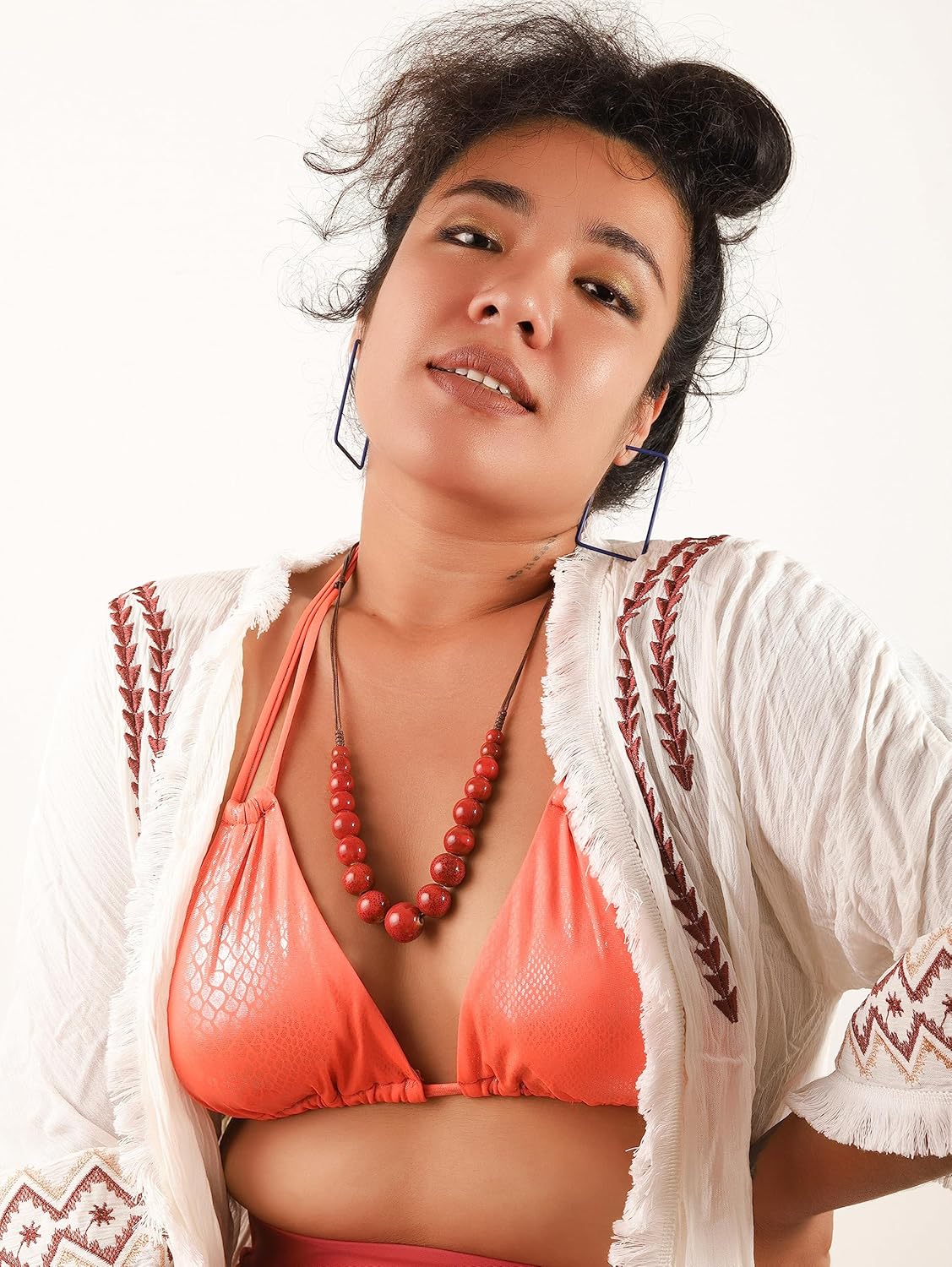 MINACHI Hippie Boho Colorful Ceramic Round Beads Strand Necklace, Bohemian Fashion Statement Jewelry Gift for Women - Image 7