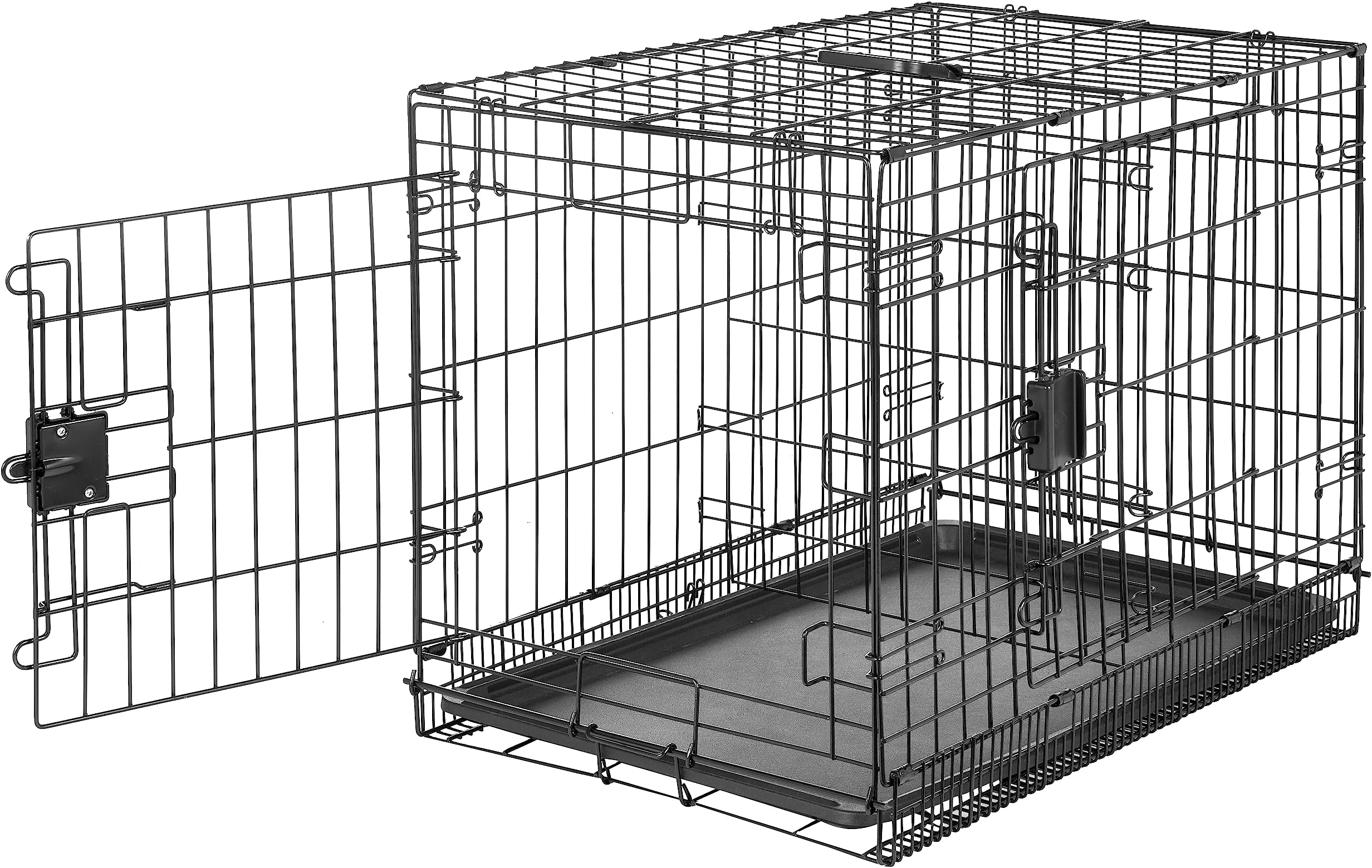 Amazon Basics Foldable Metal Wire Dog Crate with Tray, Double Door, 30 Inch, Black Amazon.ca
