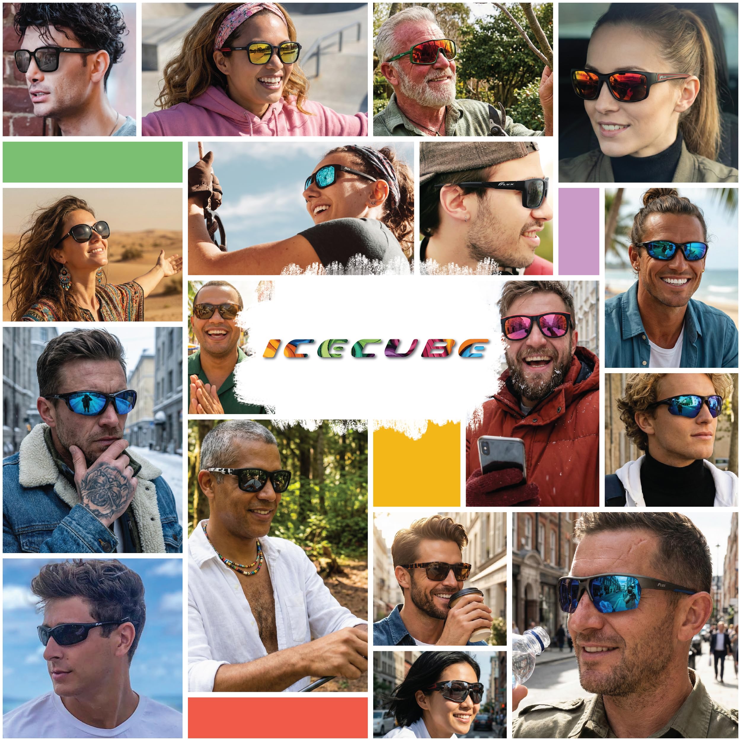 ICECUBE AVENTO Occhiali da sole sportivi polarizzati UV400 con funzione antiscivolo e montatura leggera, per uomini e donne durante la guida, corsa, baseball, golf, sport casual e attività
