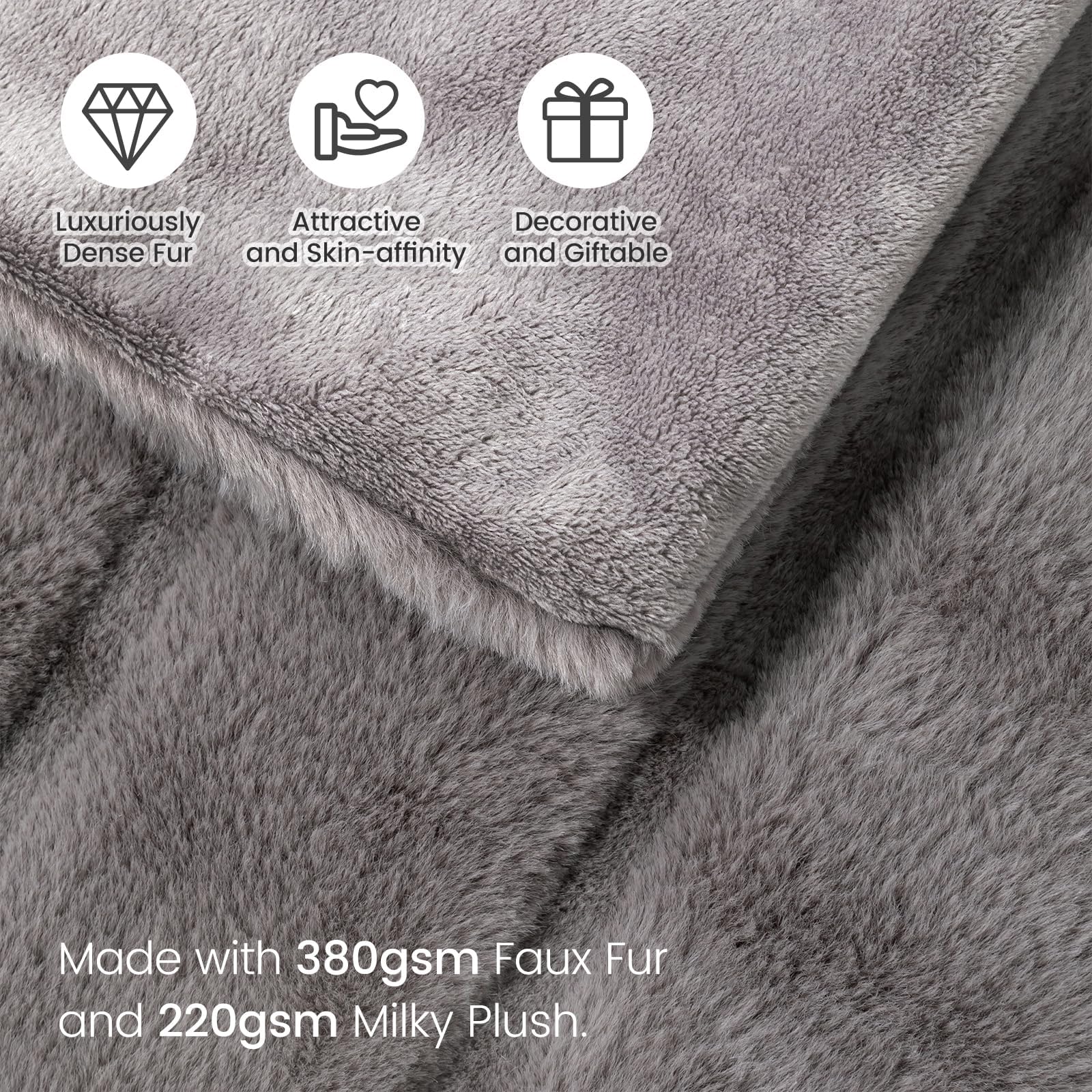 CozeCube Coperta A Maglia Grigia 127x152 Cm – Morbida E Calda In Acrilico Per Divano E Letto - 5