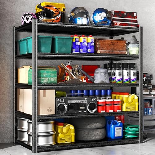 Miniatura 13 de Estantería de garaje de 3800 libras, estantes de almacenamiento de metal ajustables de 5 niveles, estantes de almacenamiento de garaje, resistentes