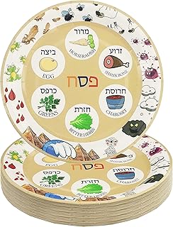 Pandecor 50 Pieces Passover Seder Disposable Cartoon Paper Plates,7 inches Cake Dessert Plates for Passover