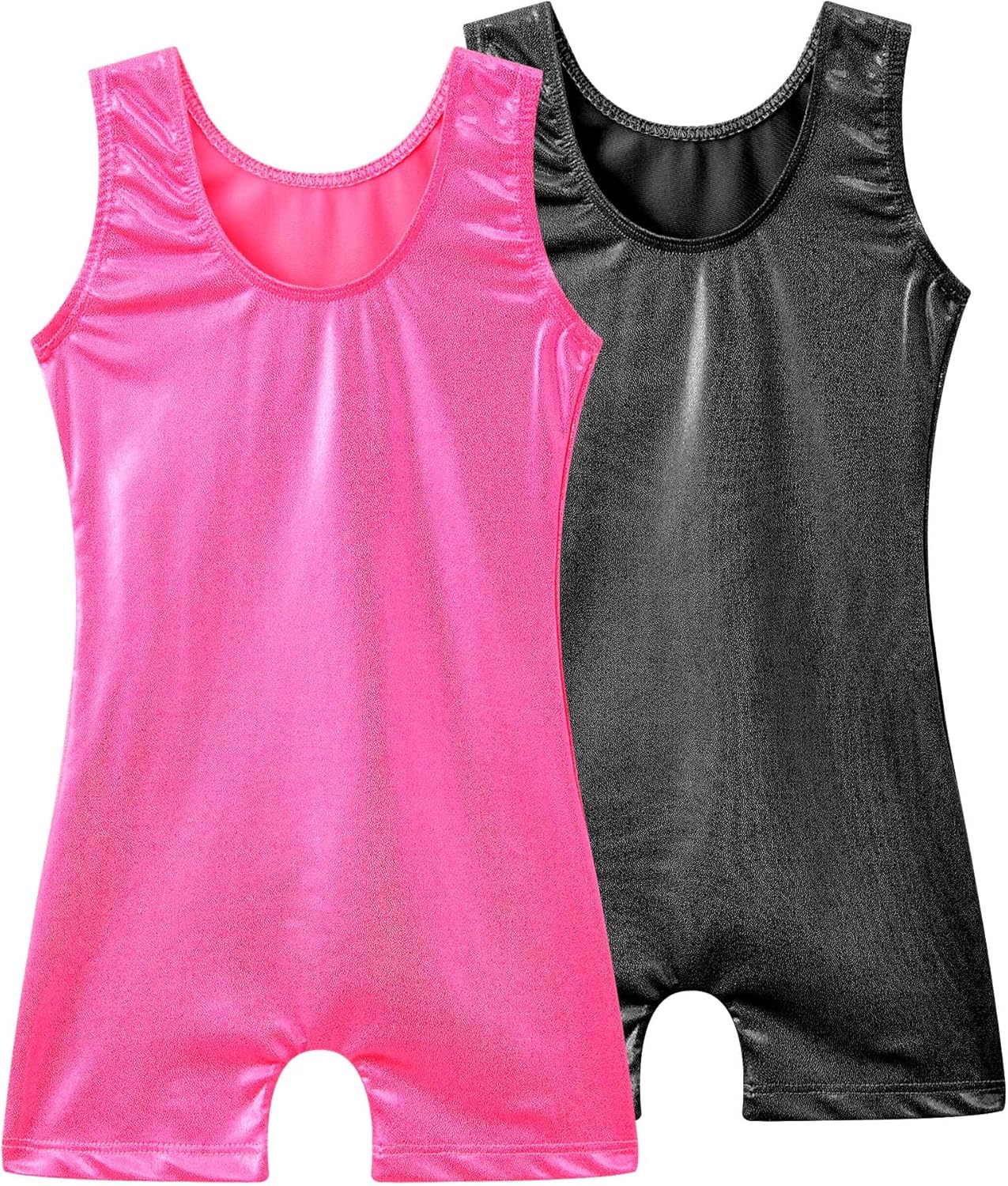 Girls Gymnastics Leotards Shiny Tumble Bodysuits Dance Biketards Workout Activewear 2 Pack for Kids Child Practise - Image 2