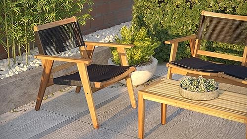 Miniatura 5 de Patio Sense Sillón Kingsmen | Acabado natural | Sofá de madera moderno de mediados de siglo para sala de estar, dormitorio, patio, junto a la