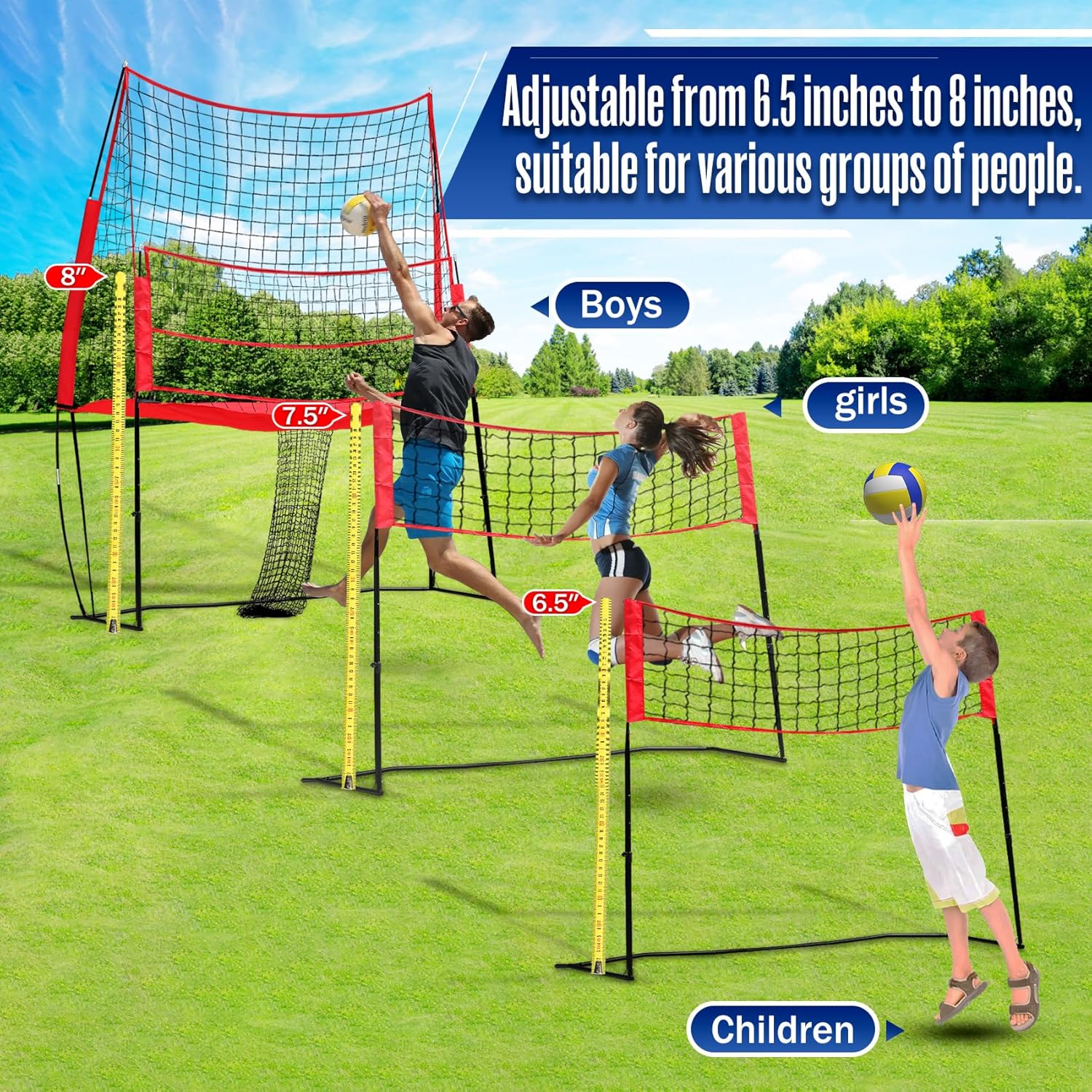 Volleyball Training Net System - Practice Station with Equipment