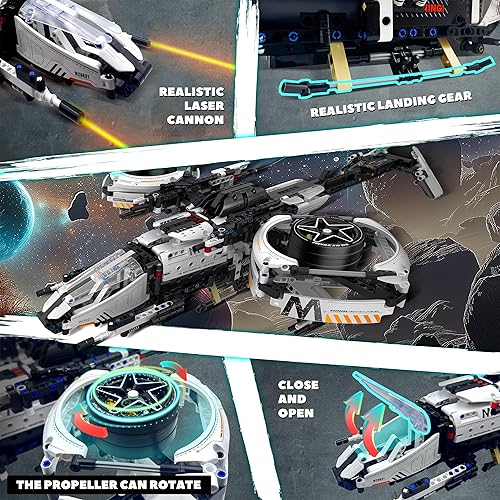 Miniatura 3 de Oqluk Kit de construcción de coche deportivo, bloques de construcción de aviones 2 en 1, escala 110, juguetes de modelo de carreras técnicas con