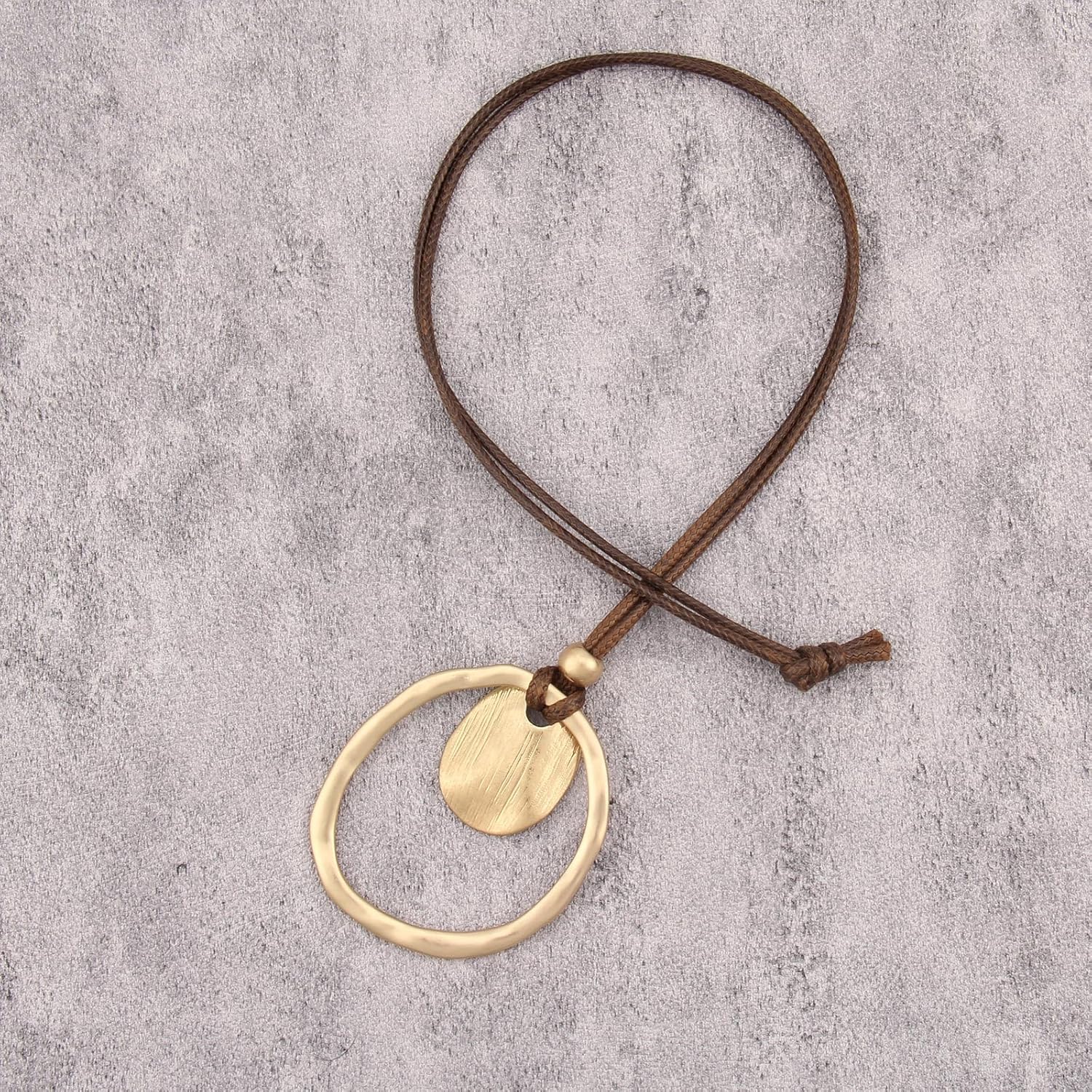 JAOYU Boho Necklace for Women Large Pendant Necklace Boho Long Choker Leather Gold Necklace Vintage Earthy Jewelry Trendy - Image 7